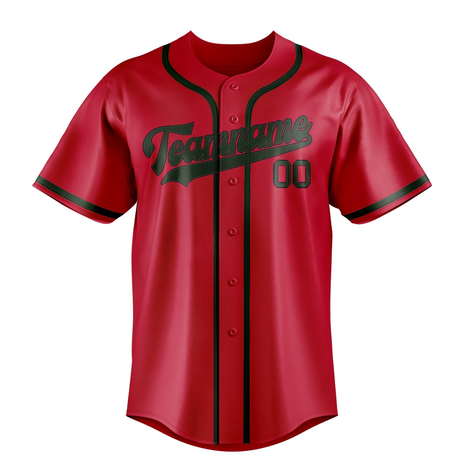 Custom Red Dark Green Baseball Jersey