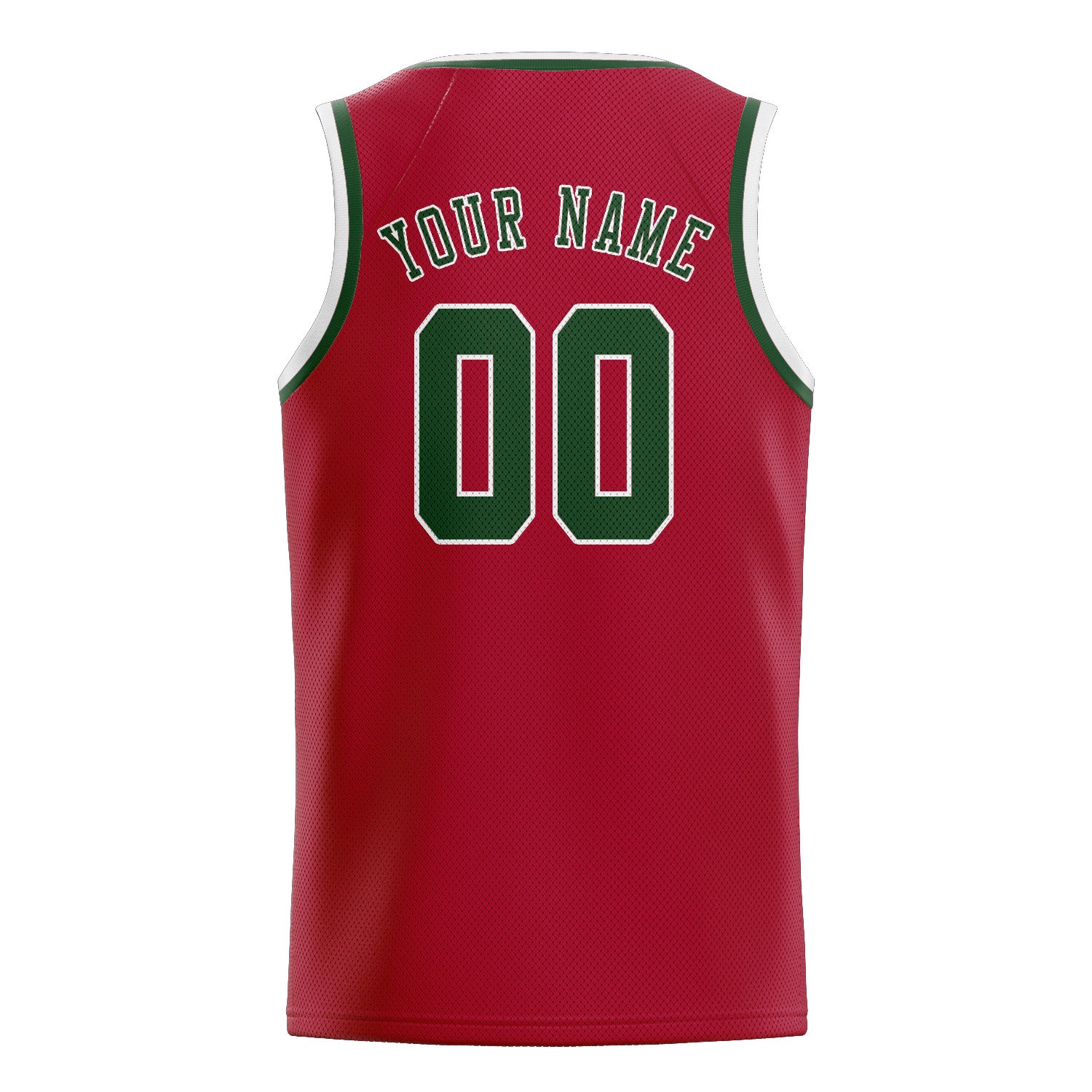 Custom Red Dark Green Basketball Jersey