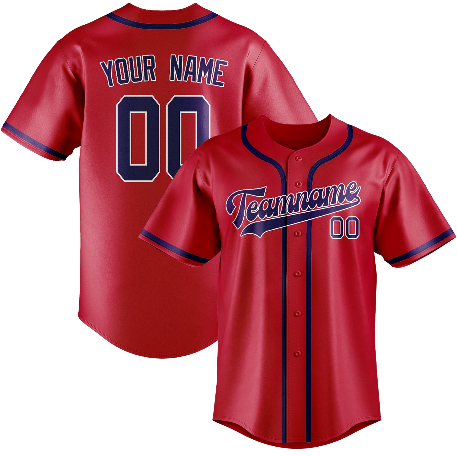 Custom Red Purple Baseball Jersey