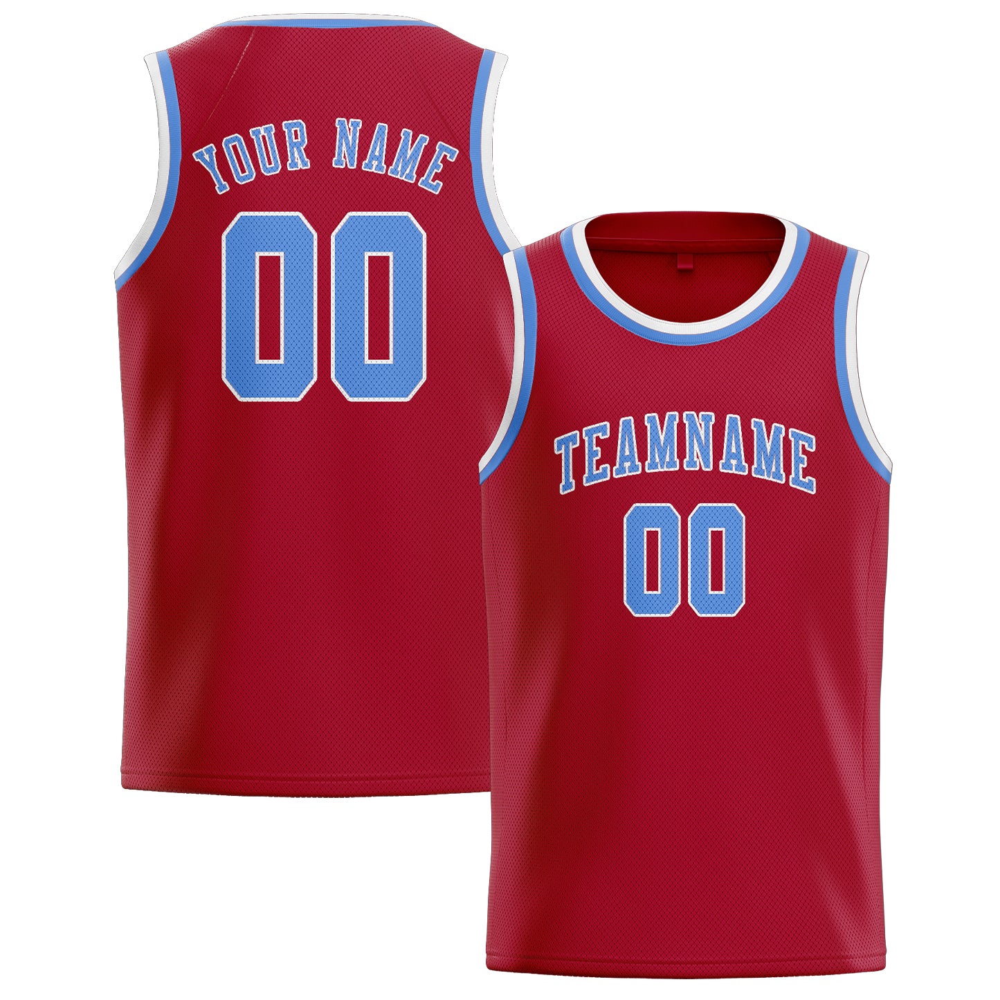 Custom Red Light Blue Basketball Jersey