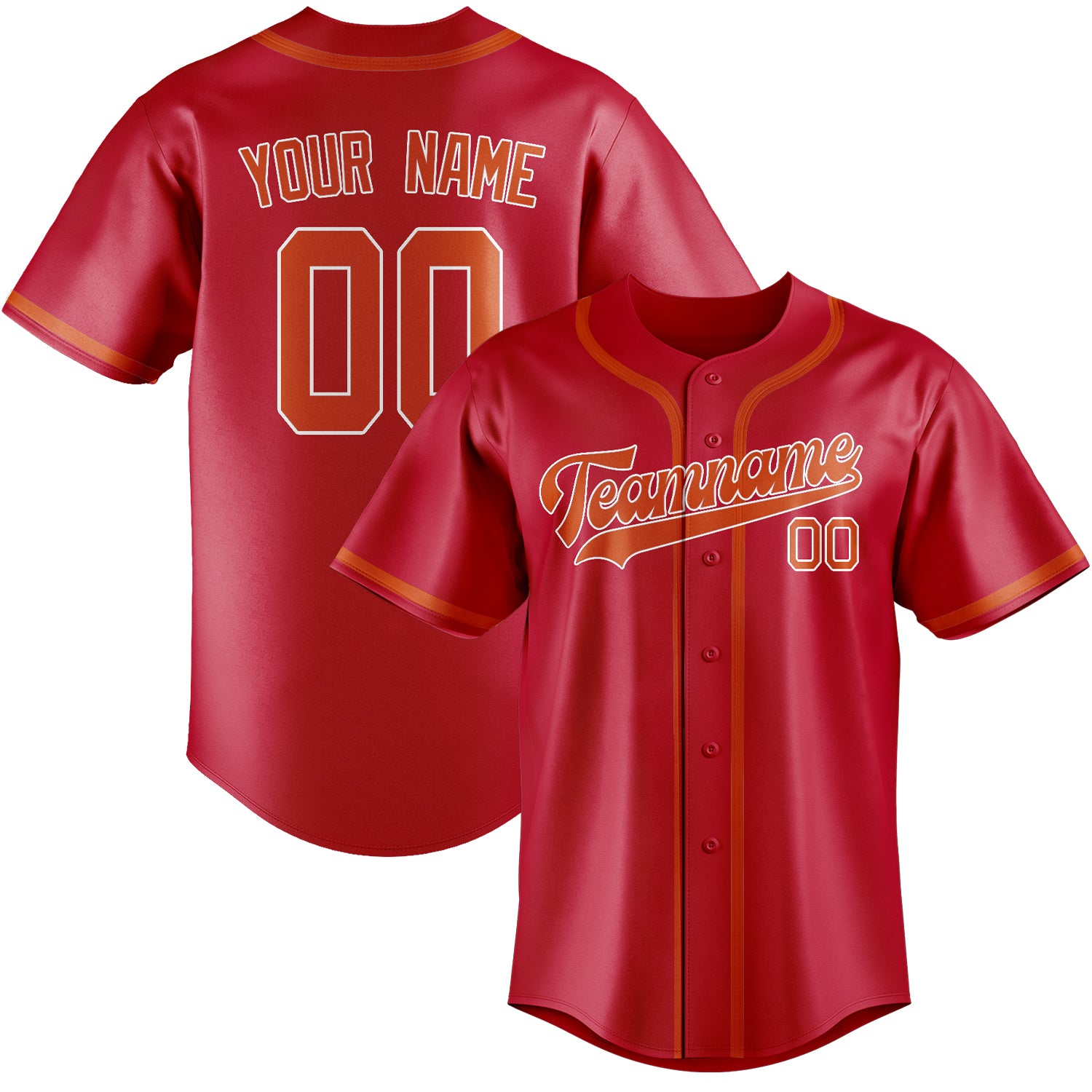 Custom Red Orange Red Baseball Jersey
