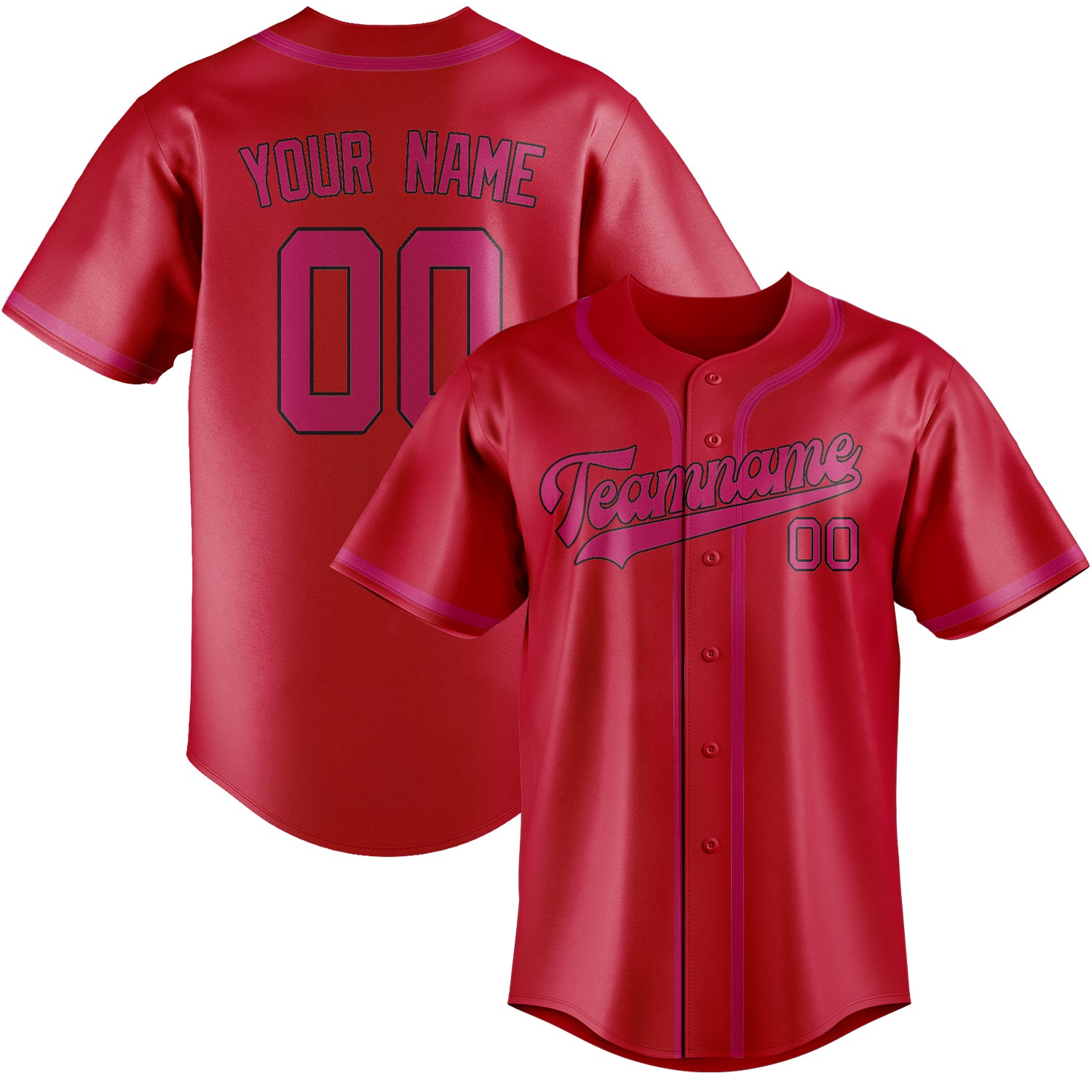 Custom Red Pink Baseball Jersey