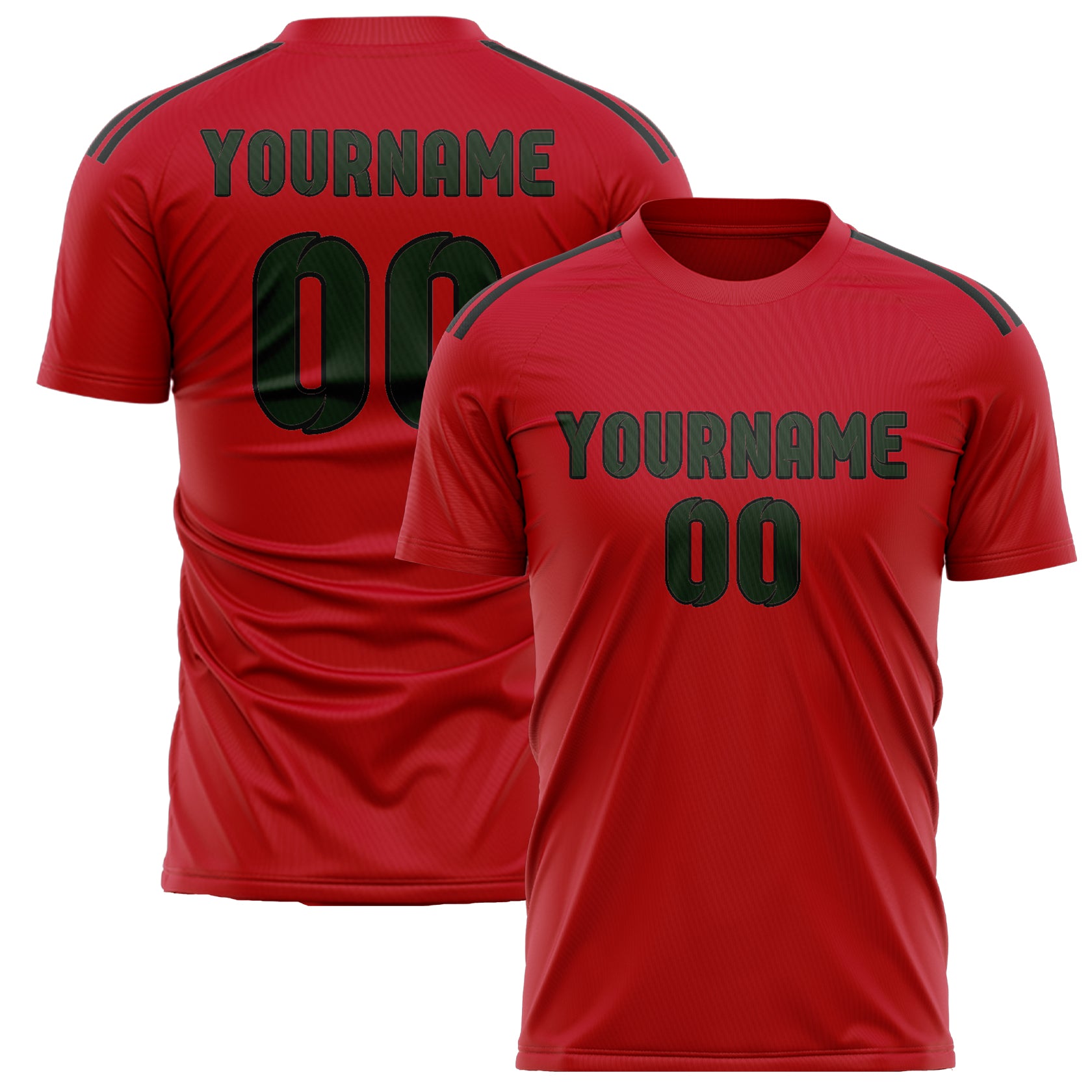 Custom Red Dark Green Soccer Jersey