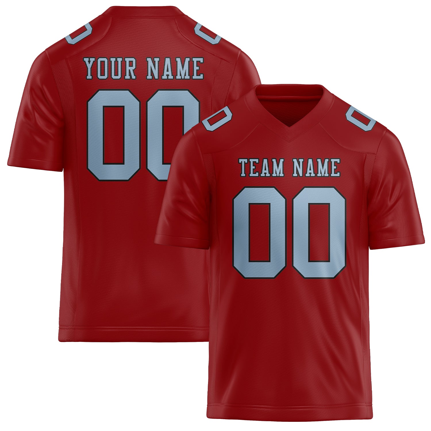 Custom Red Light Blue Football Jersey