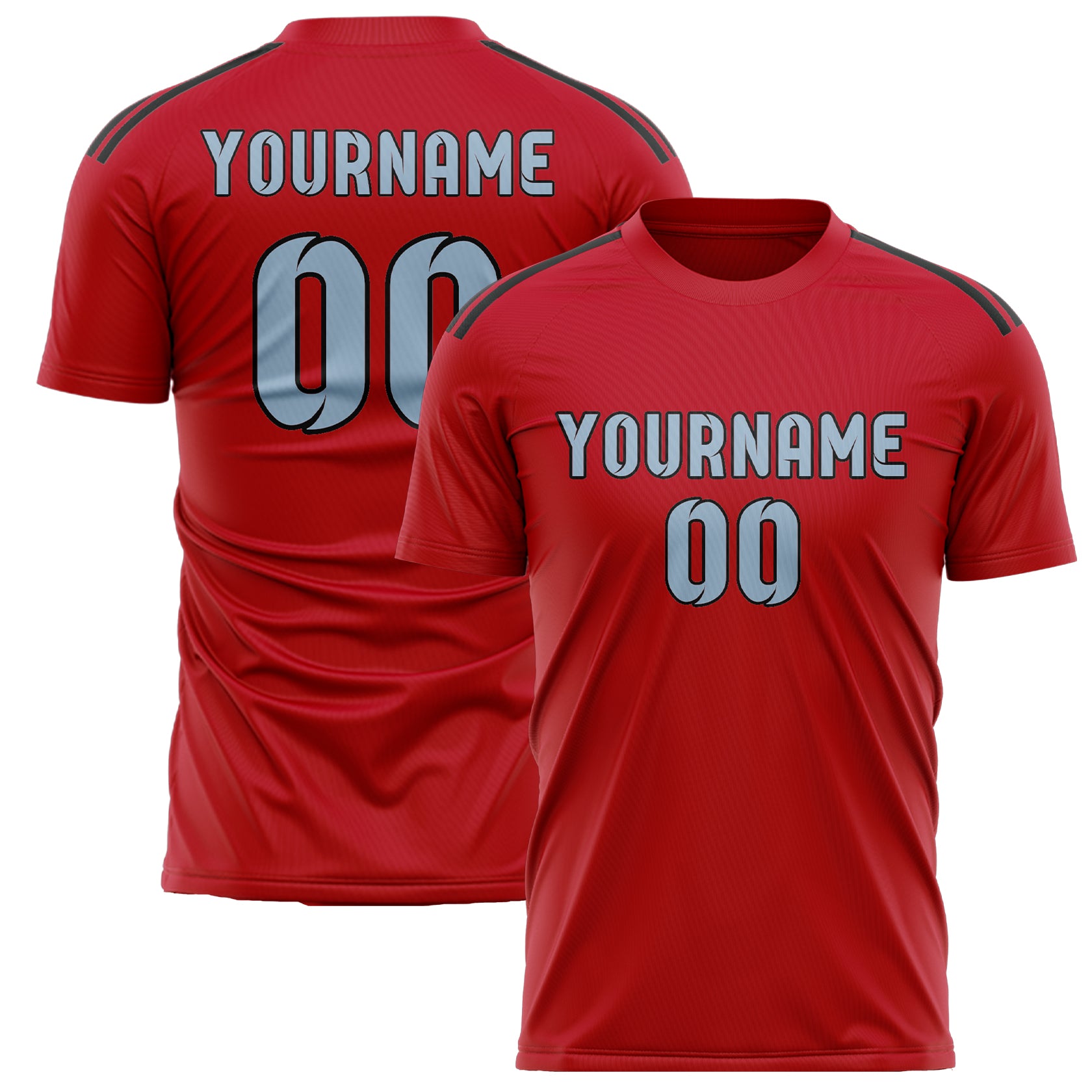 Custom Red Light Blue Soccer Jersey