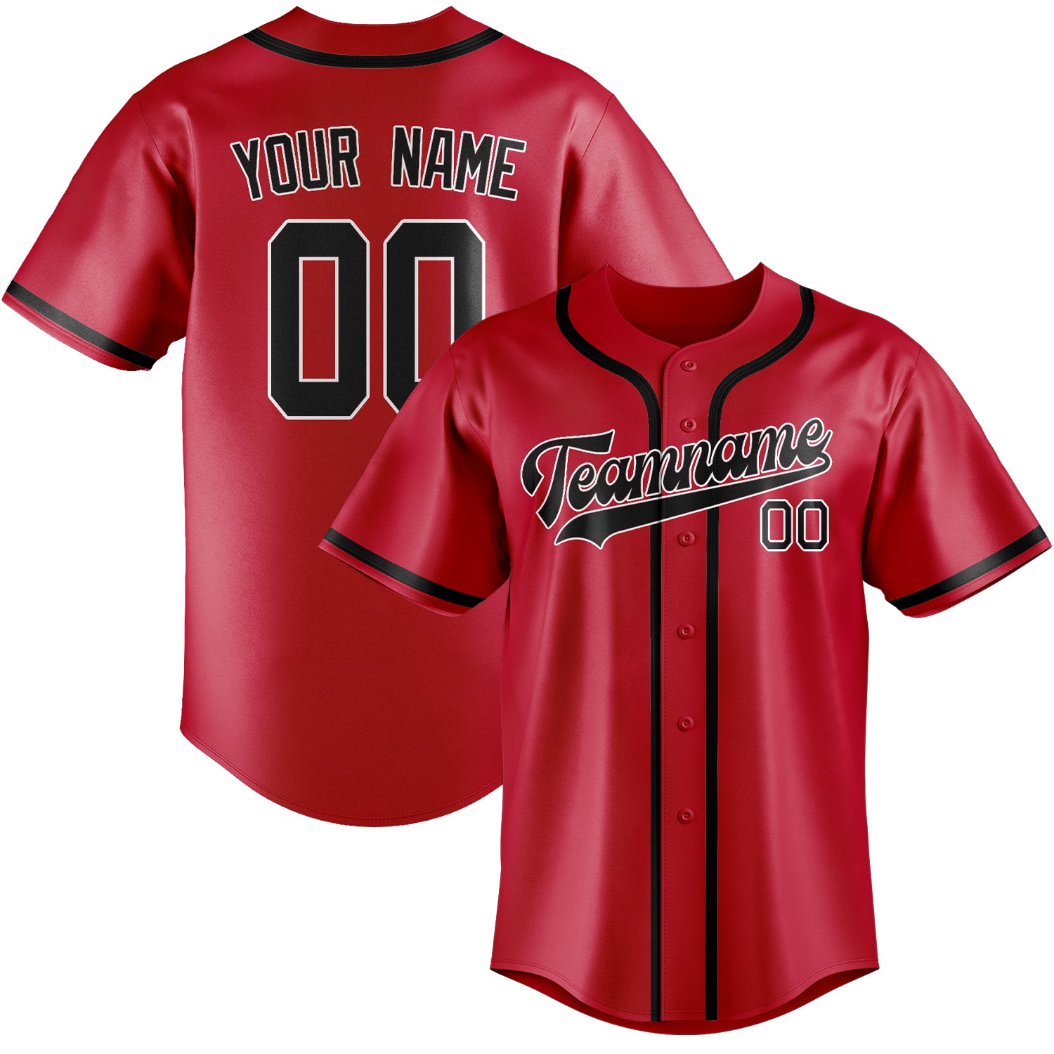 Custom Red Black Baseball Jersey