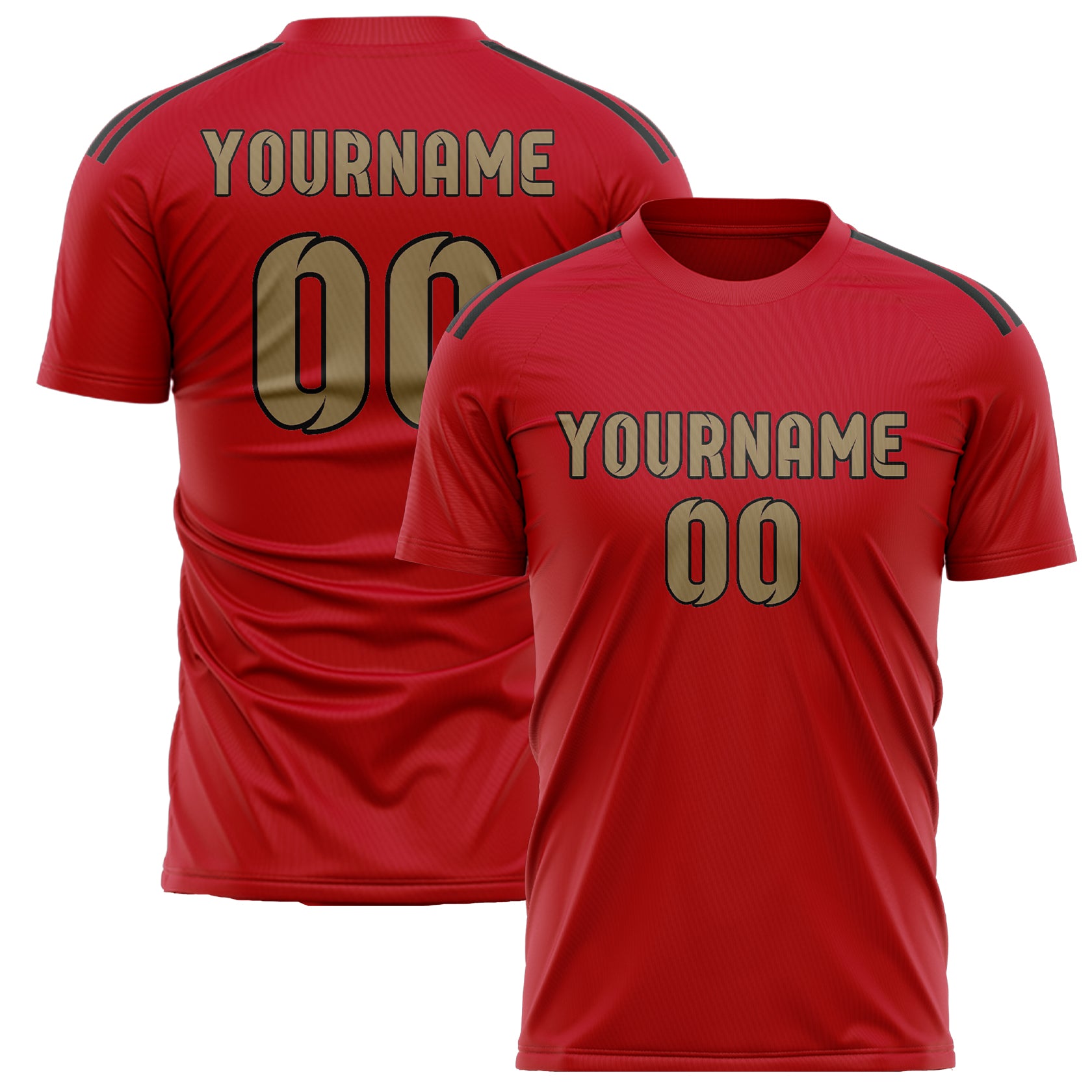 Custom Red Light Khaki Soccer Jersey