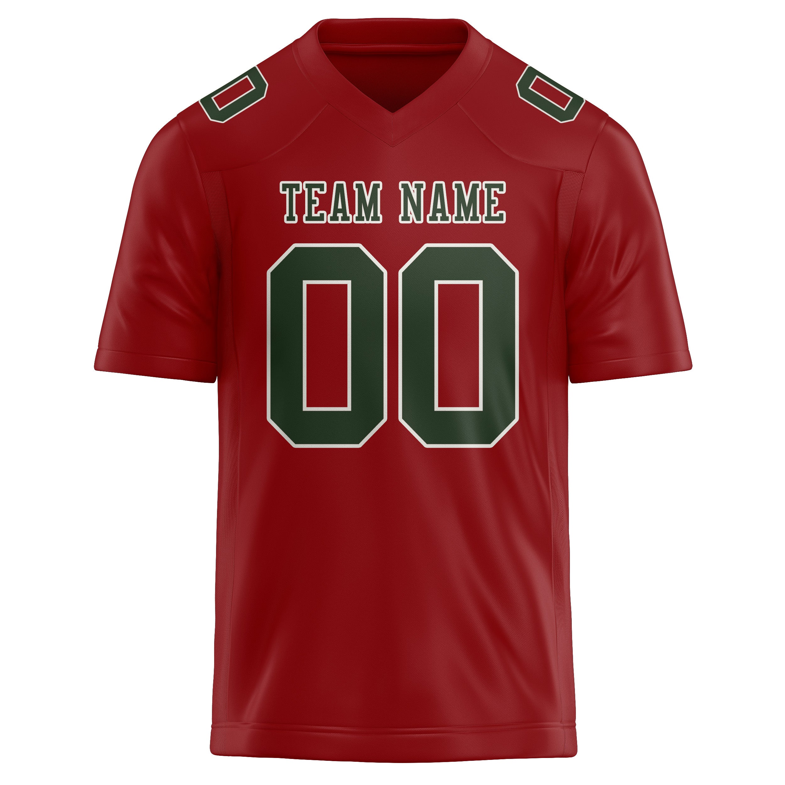 Custom Red Dark Green Football Jersey