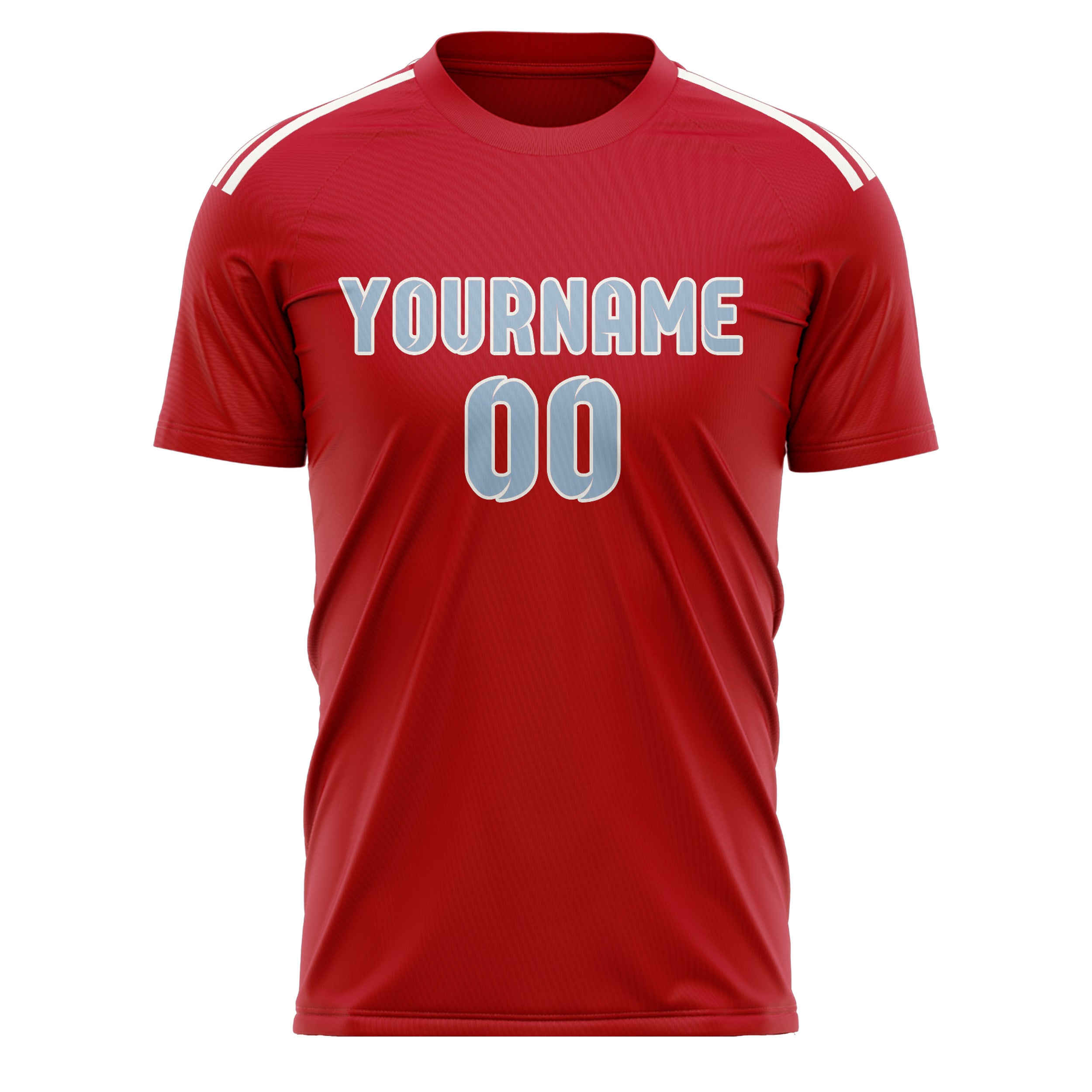 Custom Red Light Blue Soccer Jersey