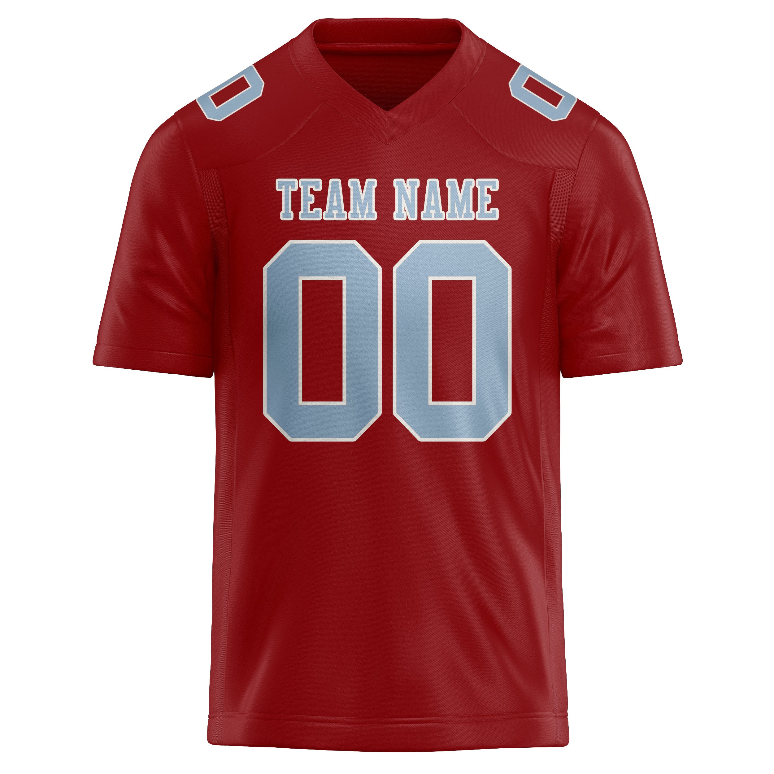 Custom Red Light Blue Football Jersey