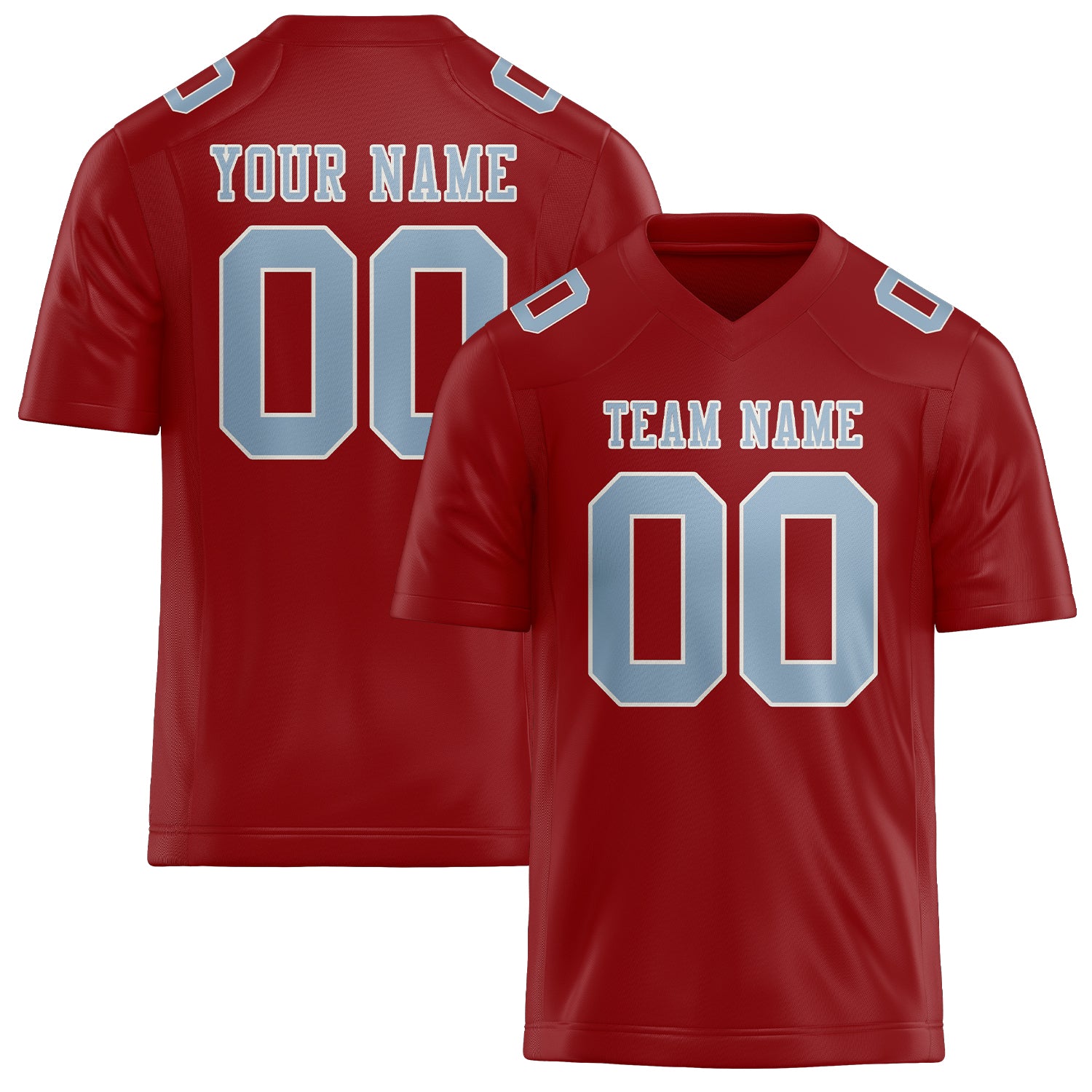 Custom Red Light Blue Football Jersey