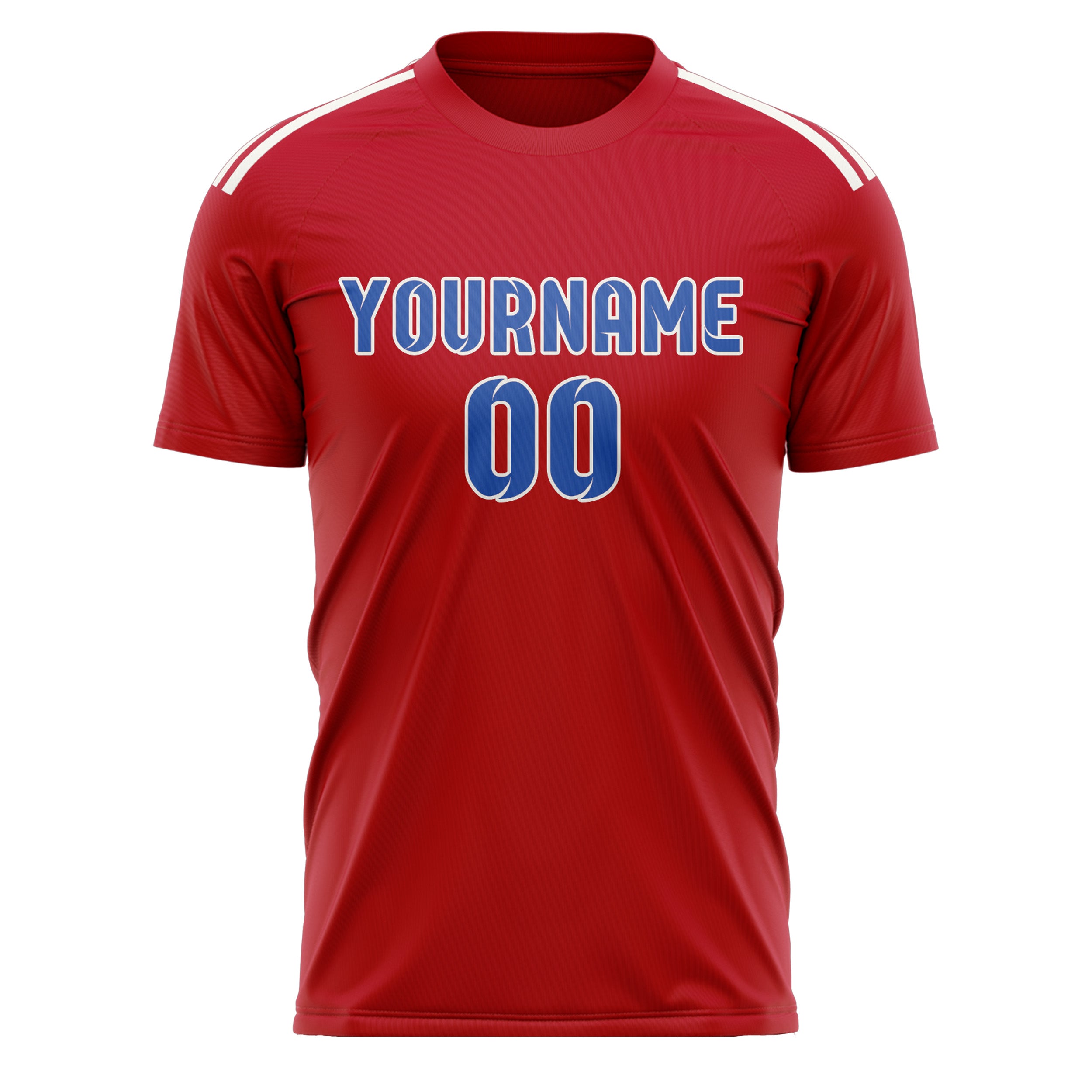 Custom Red Sky Blue Soccer Jersey