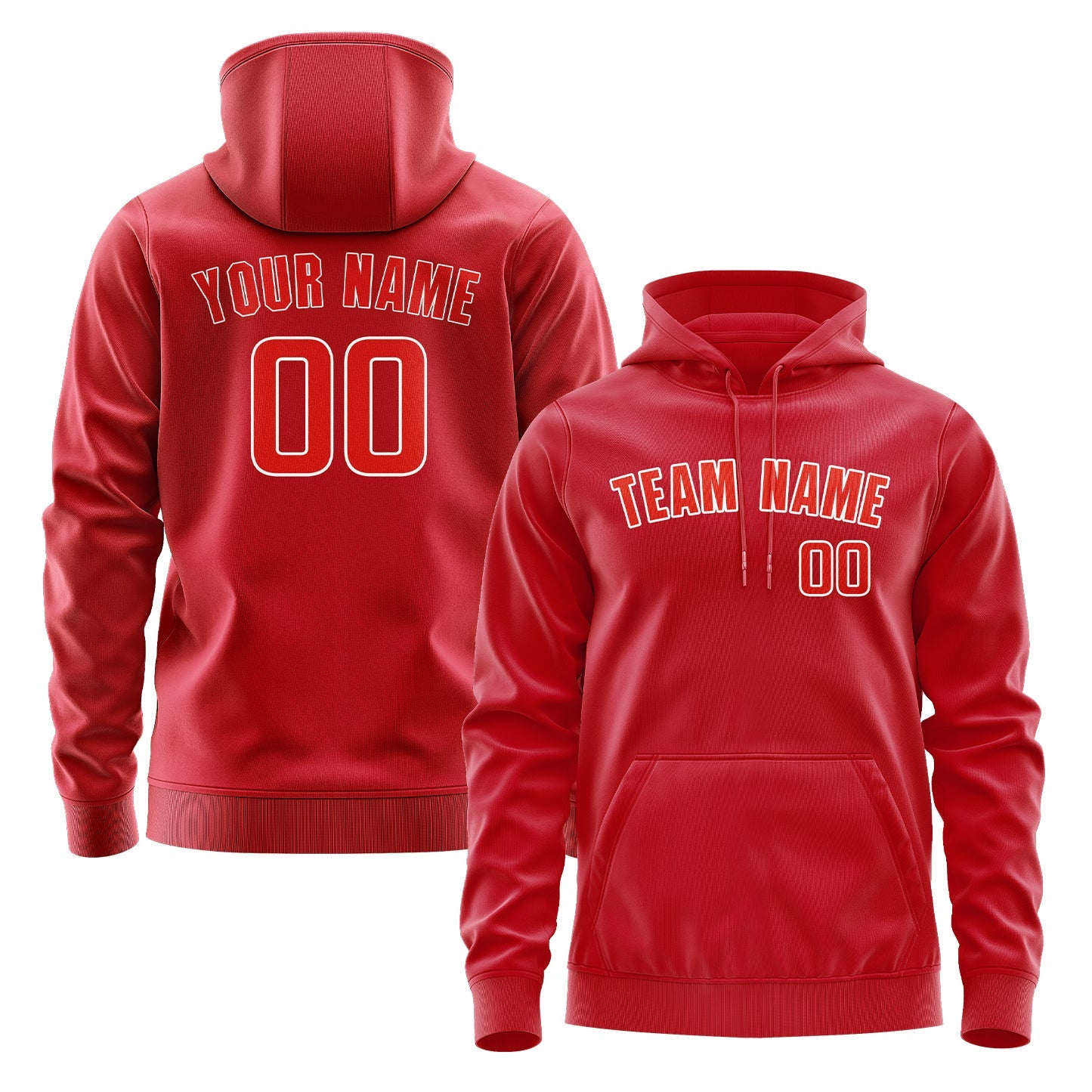 Custom Red Orange Red Hoodie
