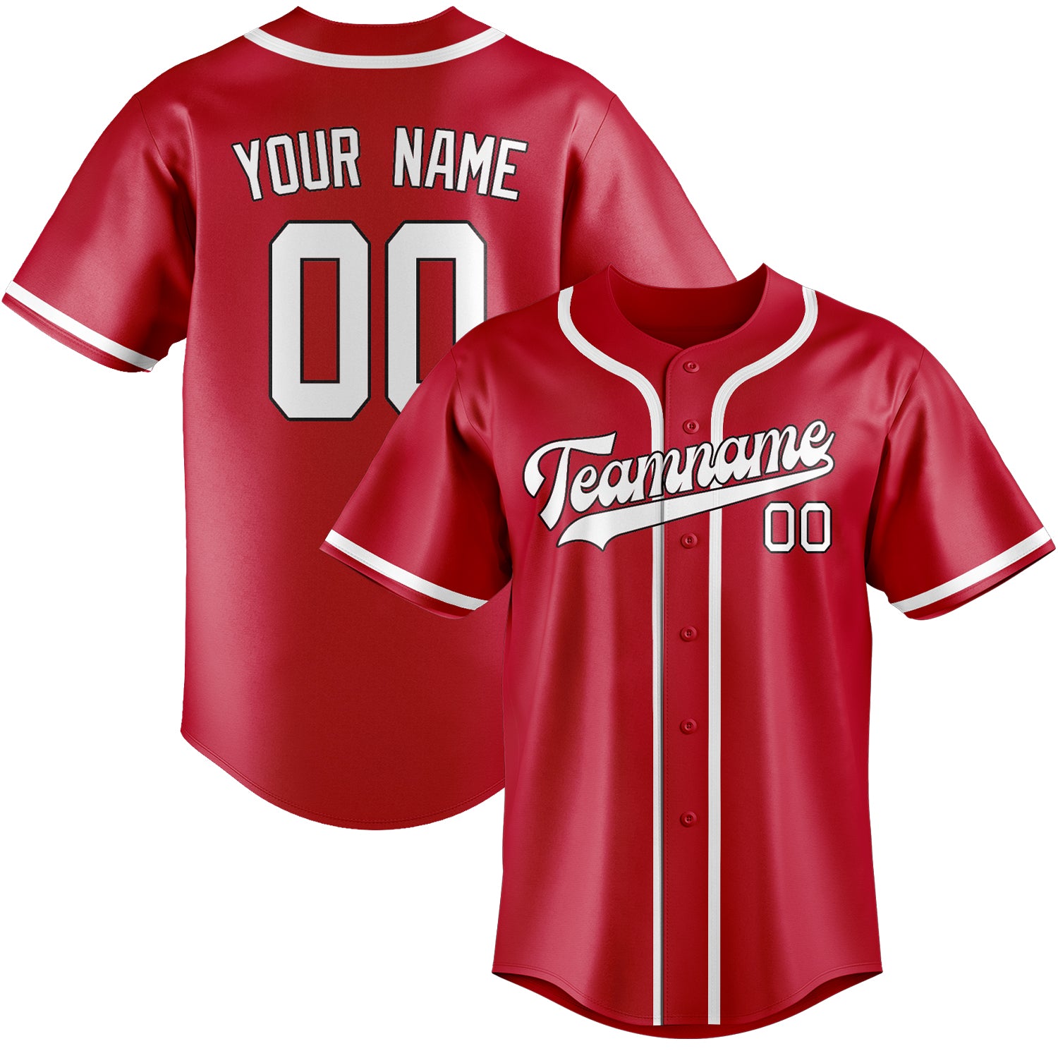 Custom Red White Baseball Jersey