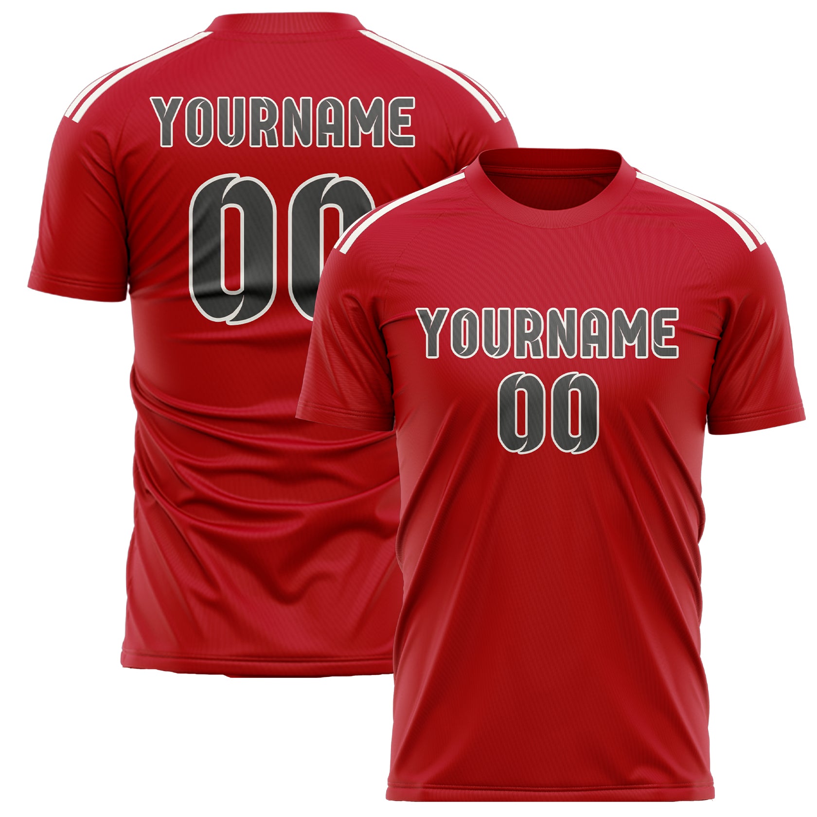 Custom Red Dark Grey Soccer Jersey
