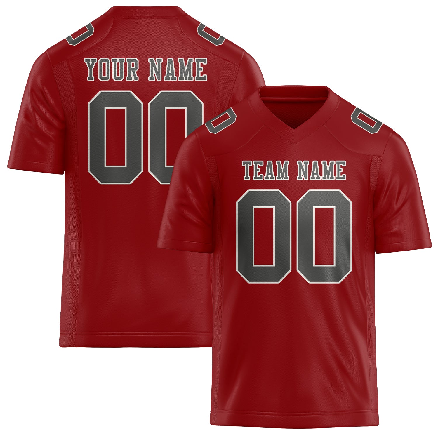 Custom Red Dark Grey Football Jersey