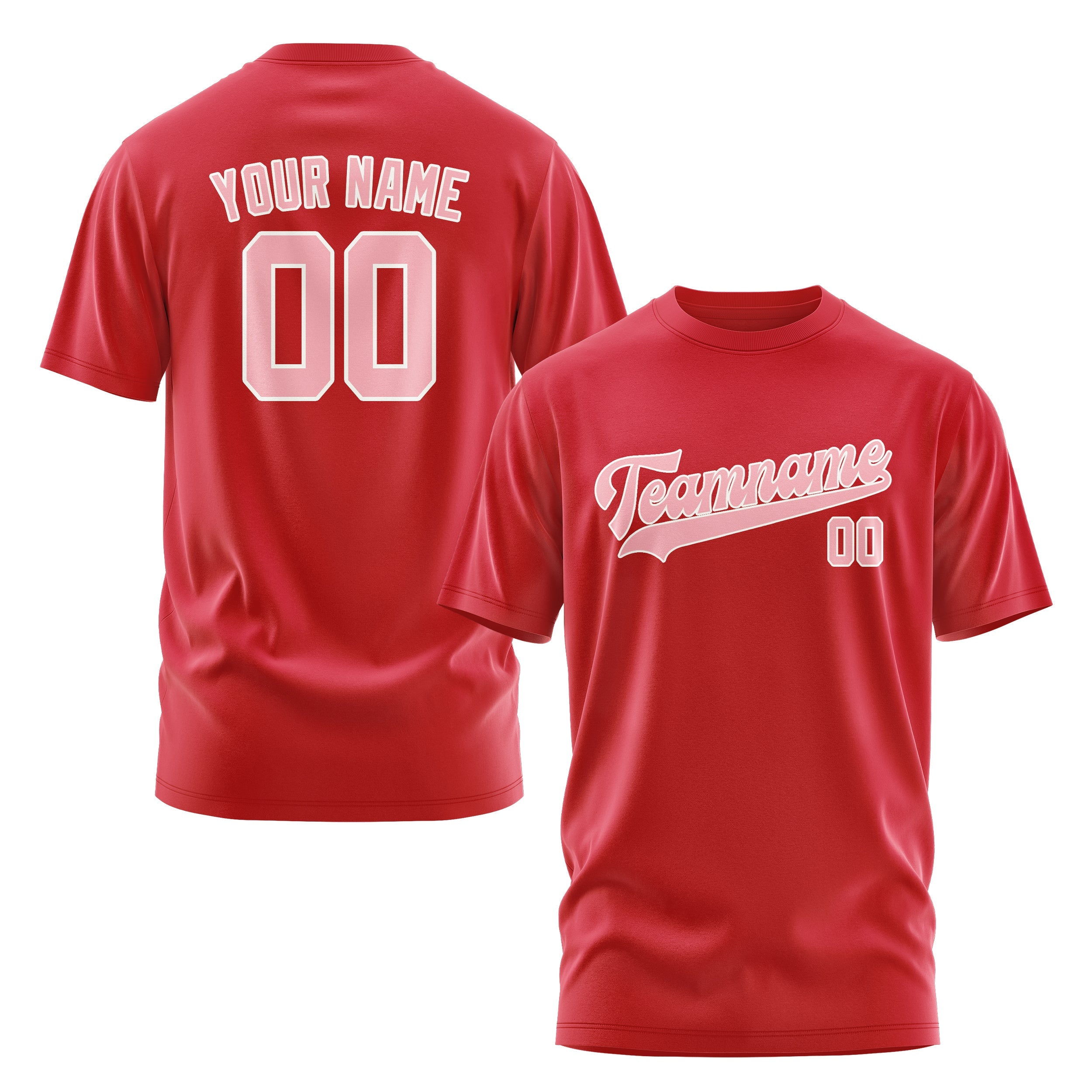 Custom Red Light Pink T-Shirt