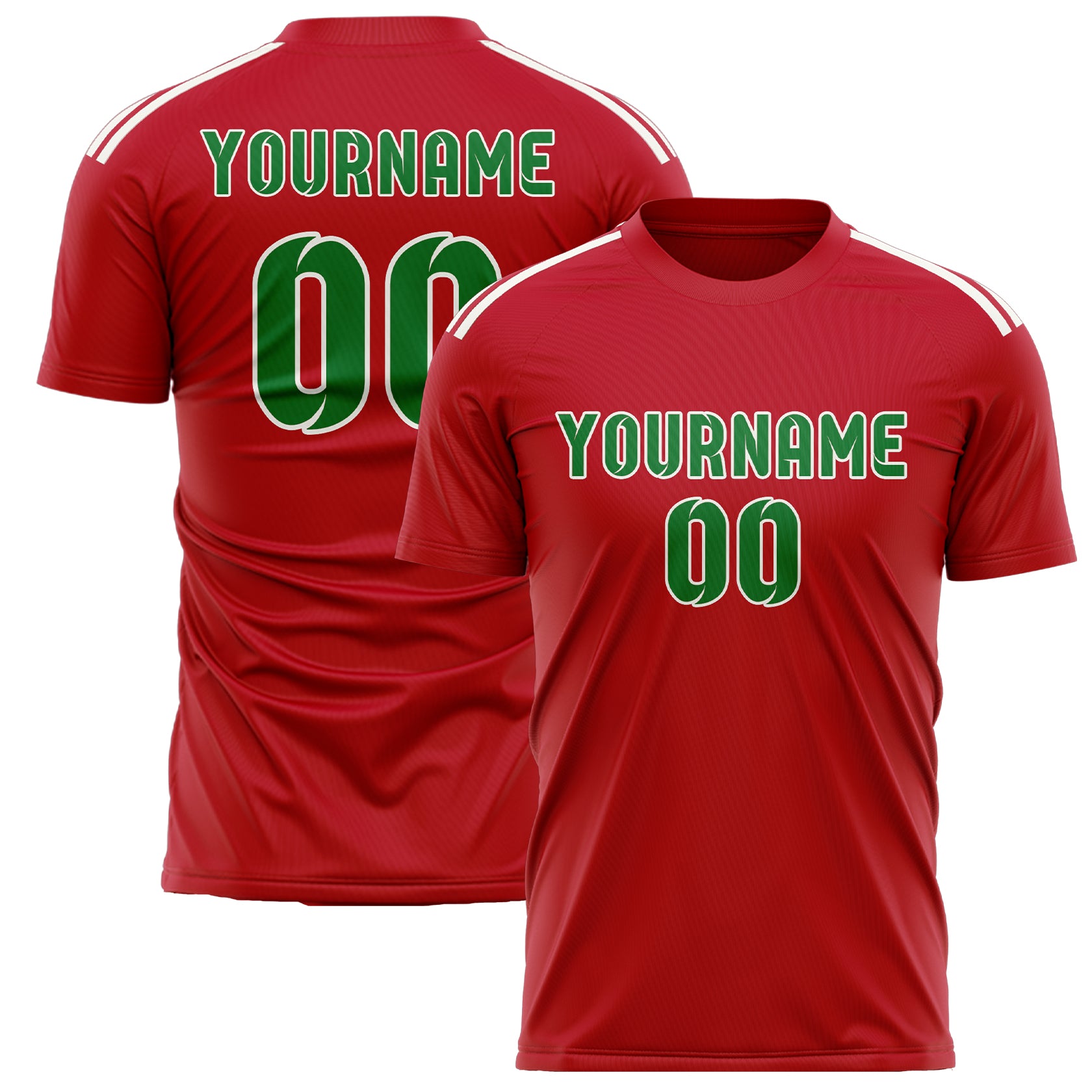 Custom Red Emerald Green Soccer Jersey