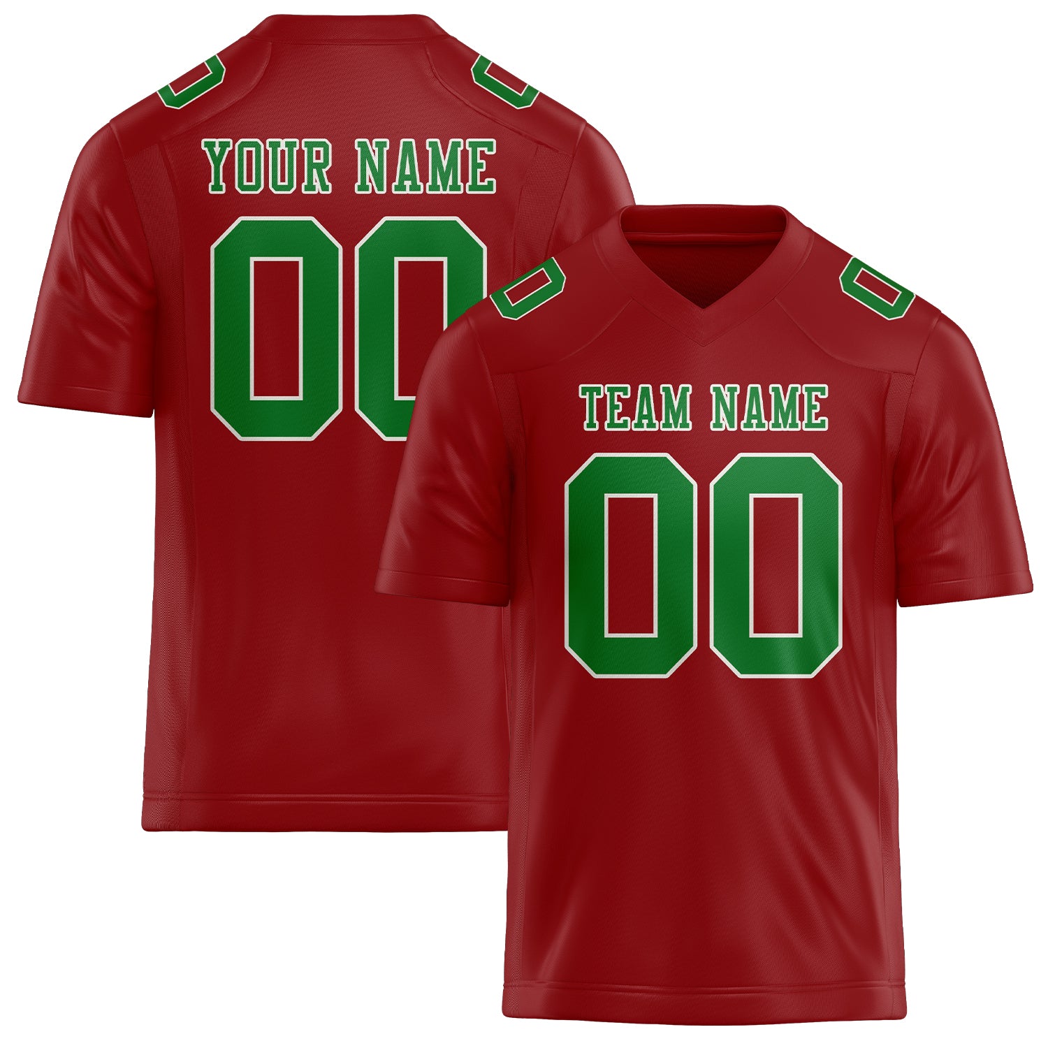 Custom Red Emerald Green Football Jersey