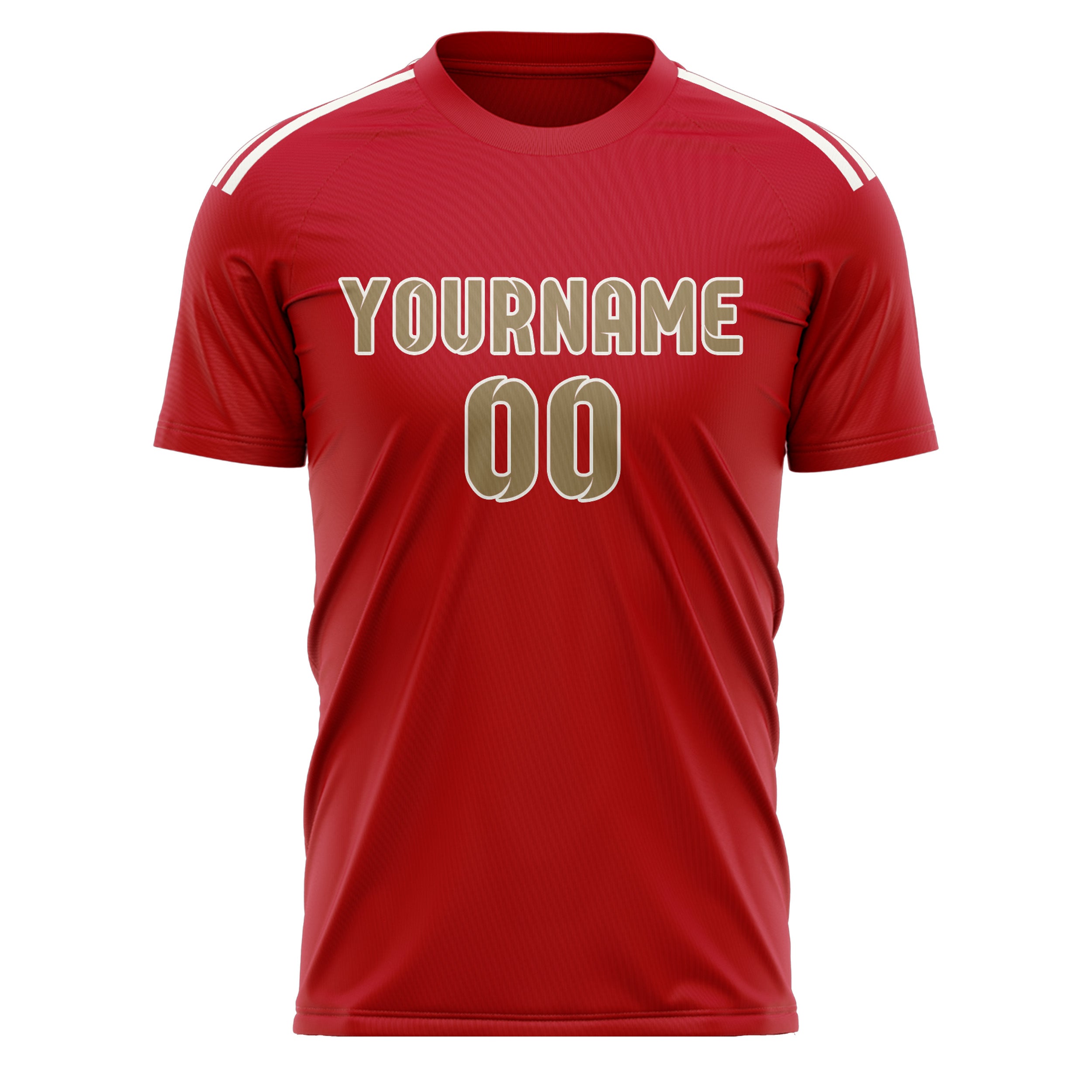 Custom Red Light Khaki Soccer Jersey