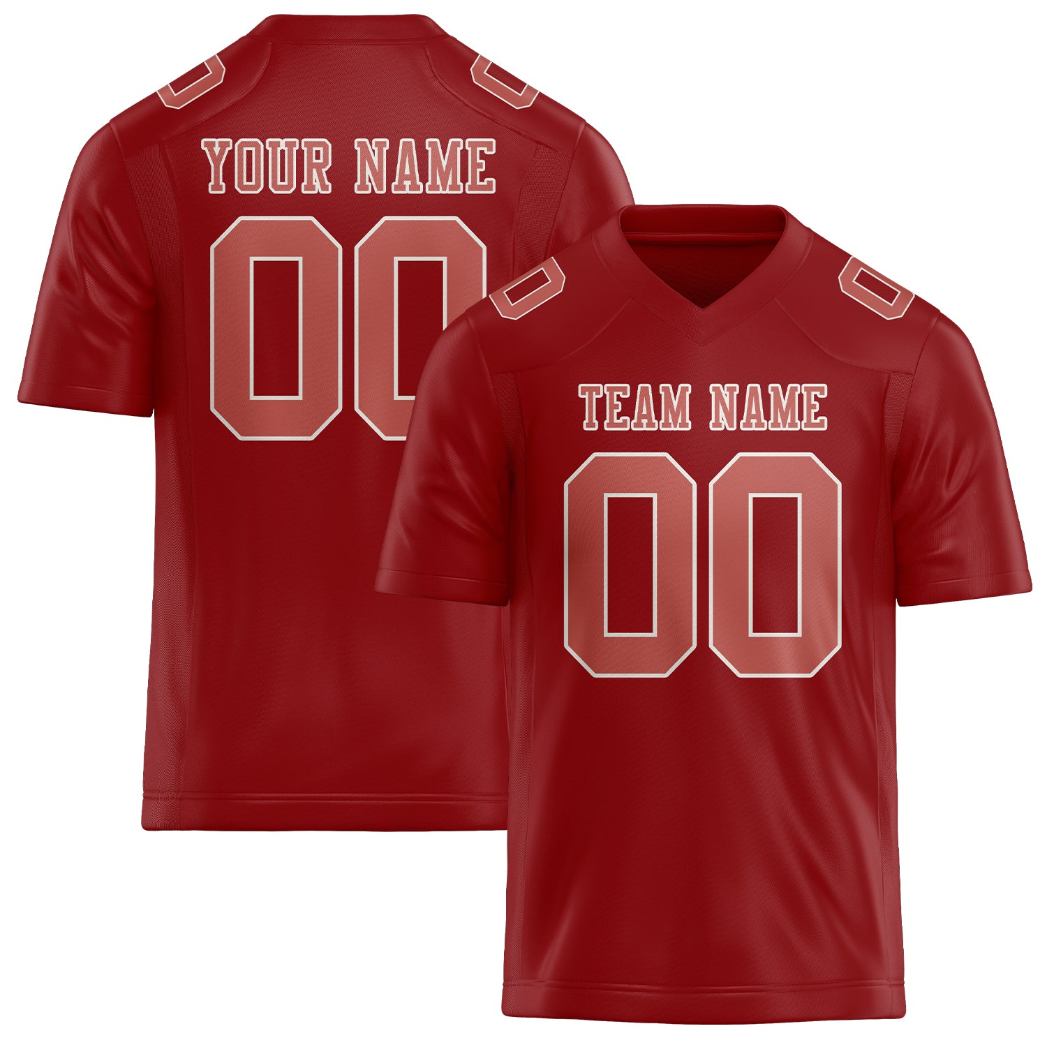 Custom Red Copper Rose Football Jersey