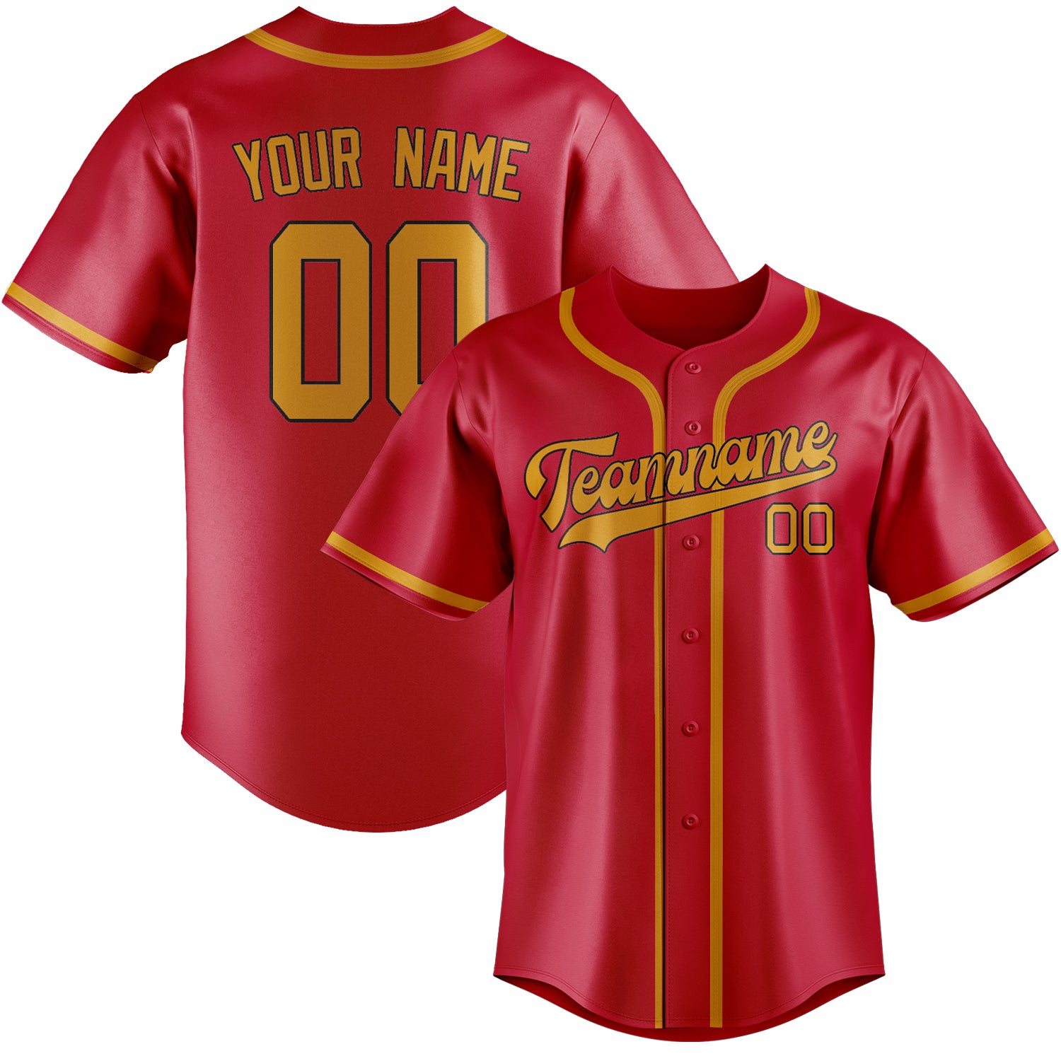 Custom Red Yellow Baseball Jersey