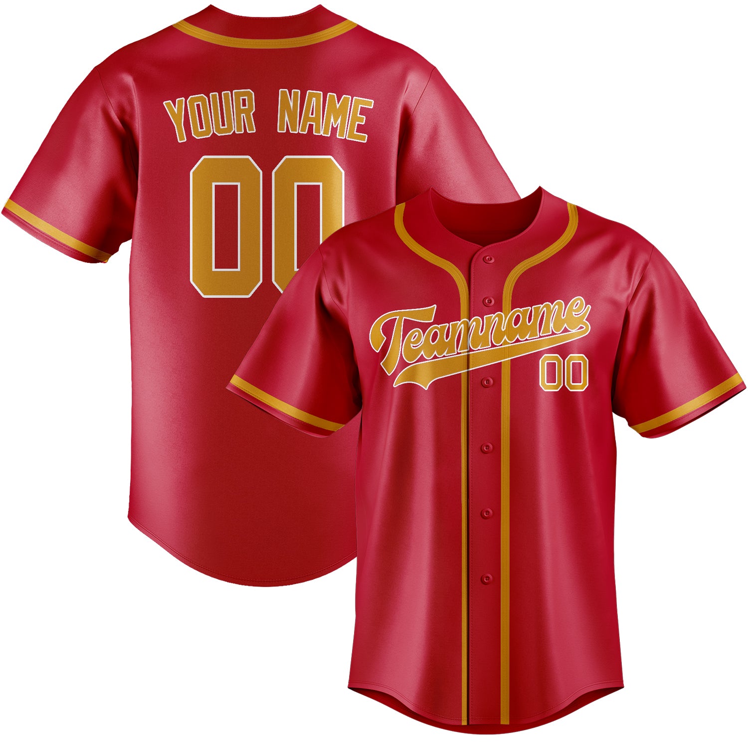 Custom Red Yellow Baseball Jersey