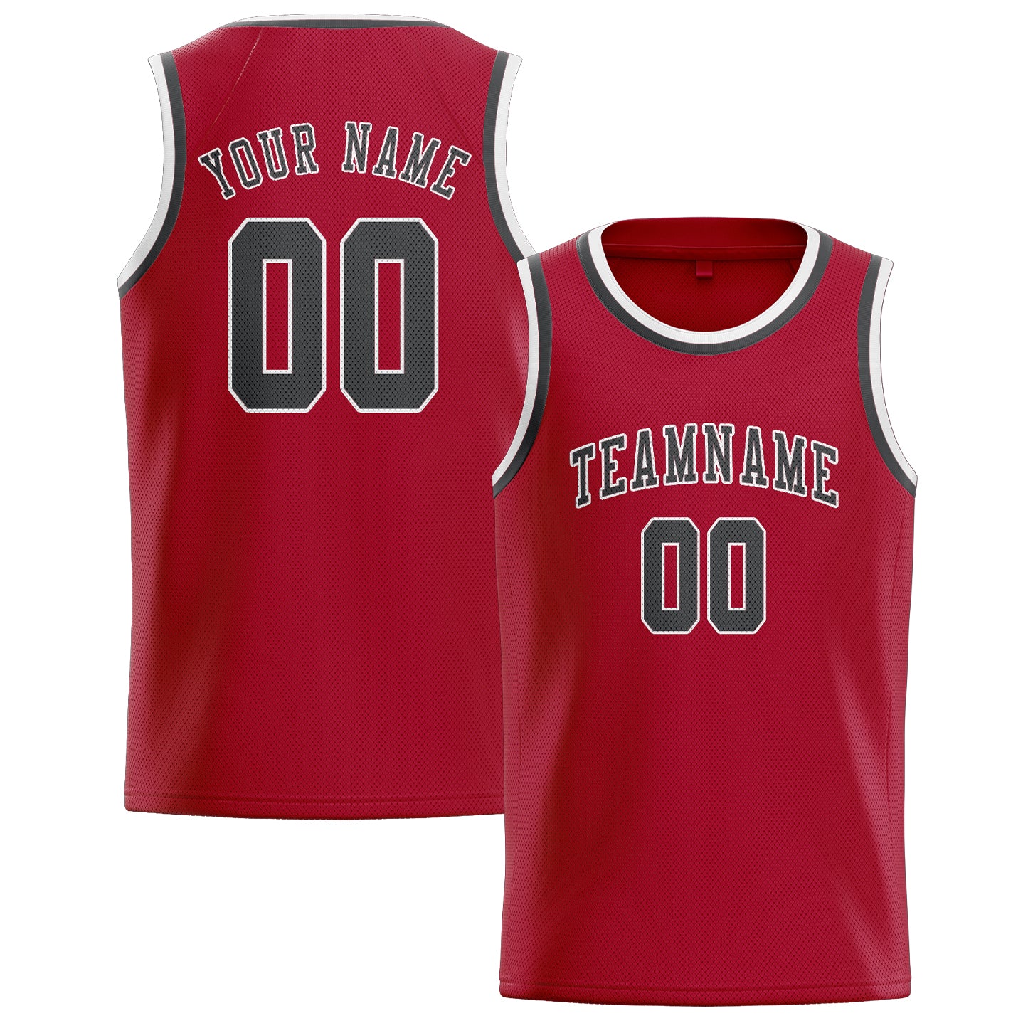 Custom Red Dark Grey Basketball Jersey