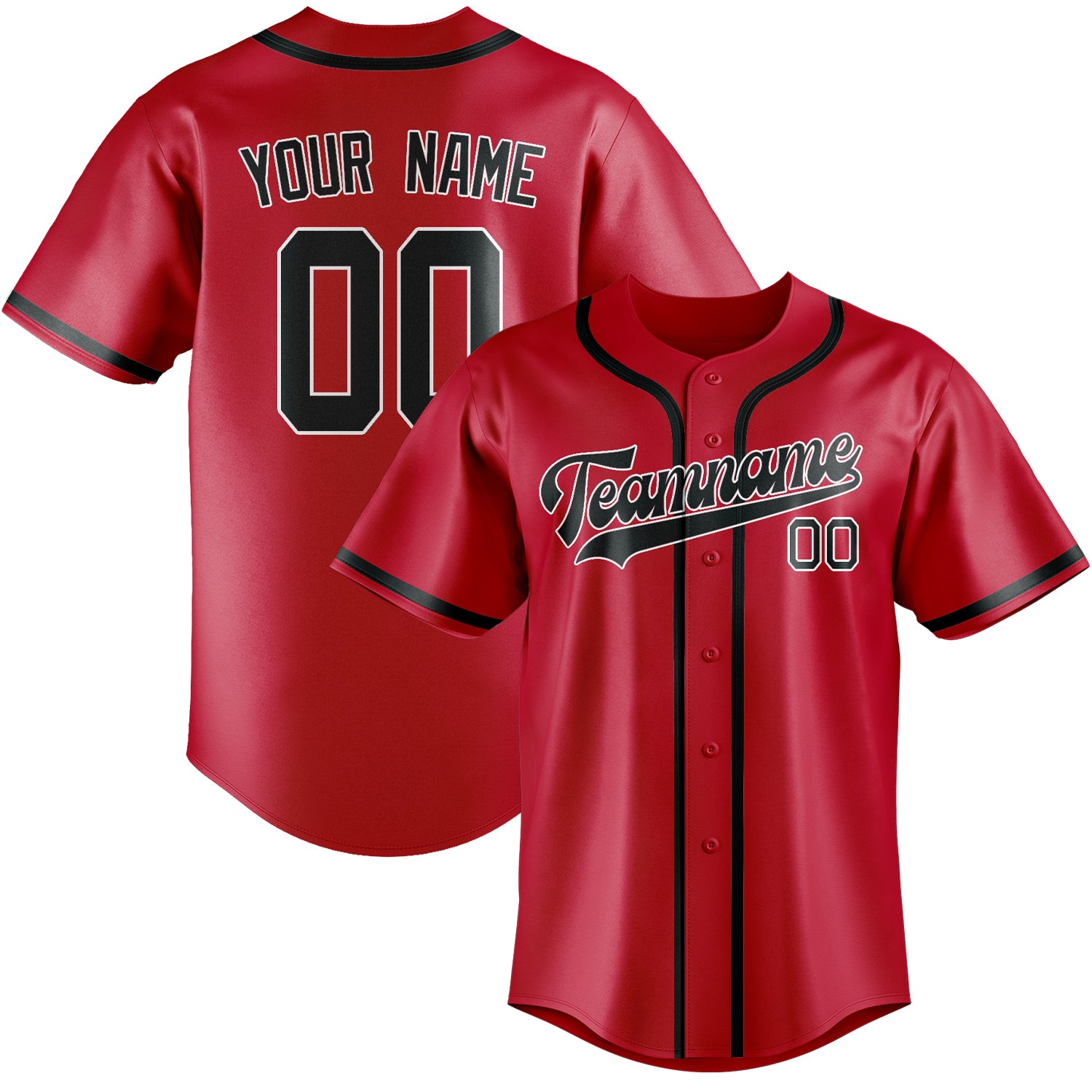 Custom Red Dark Grey Baseball Jersey