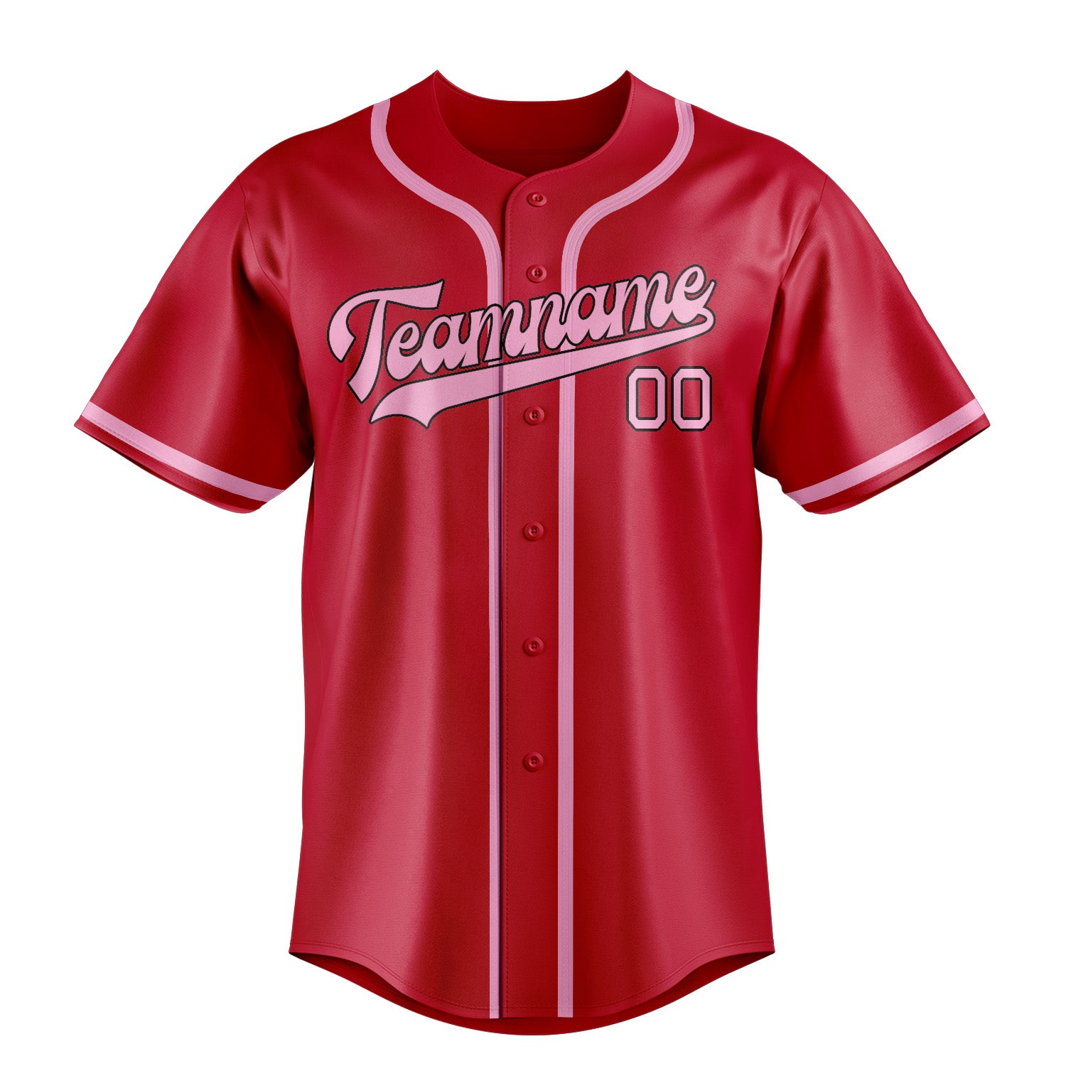 Custom Red Light Pink Baseball Jersey