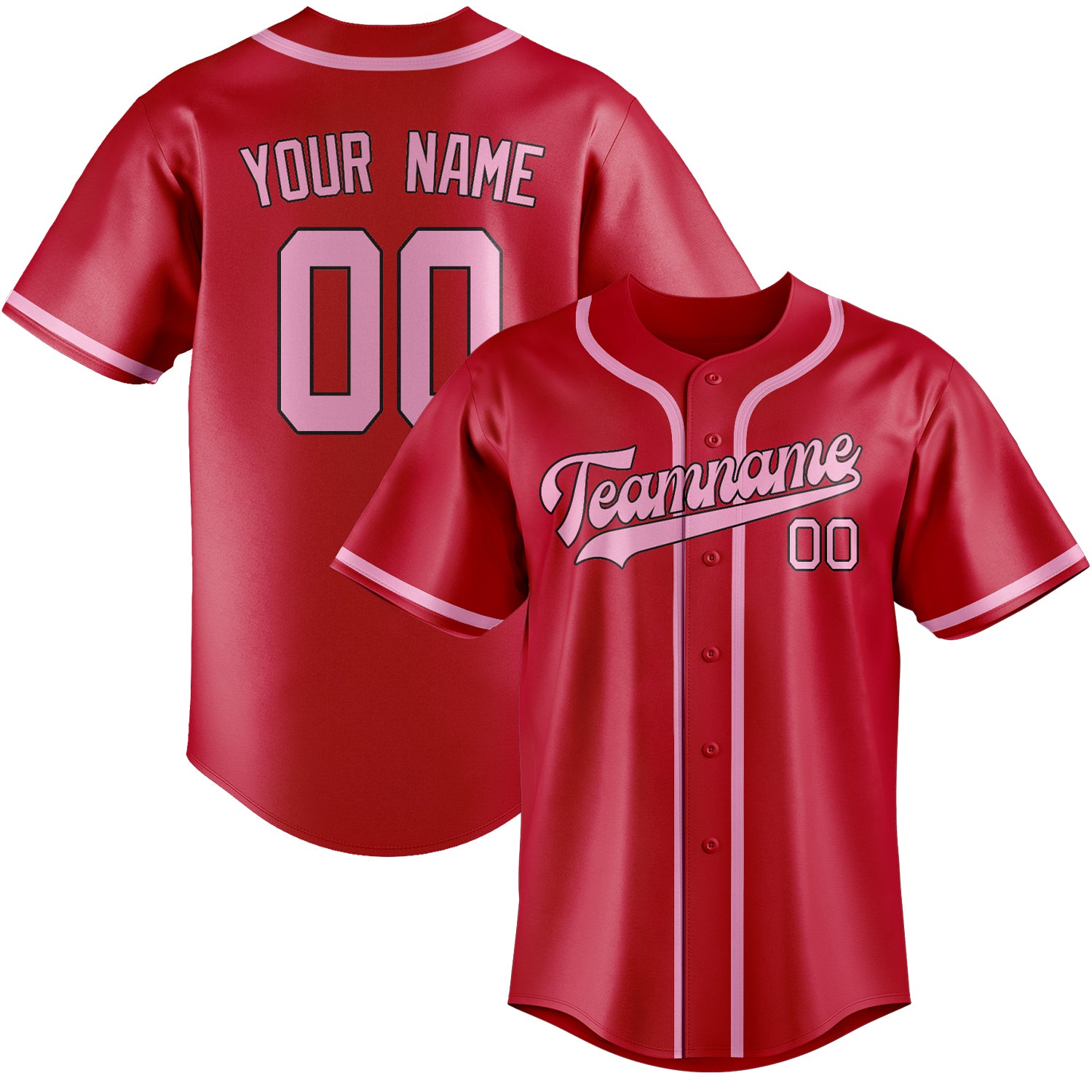 Custom Red Light Pink Baseball Jersey