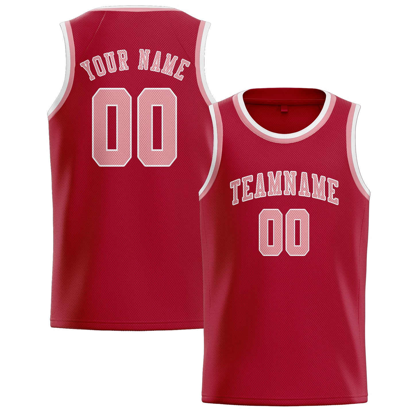Custom Red Light Pink Basketball Jersey