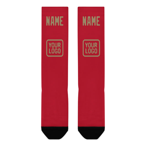 Custom Red Light Khaki Knee-High Sock