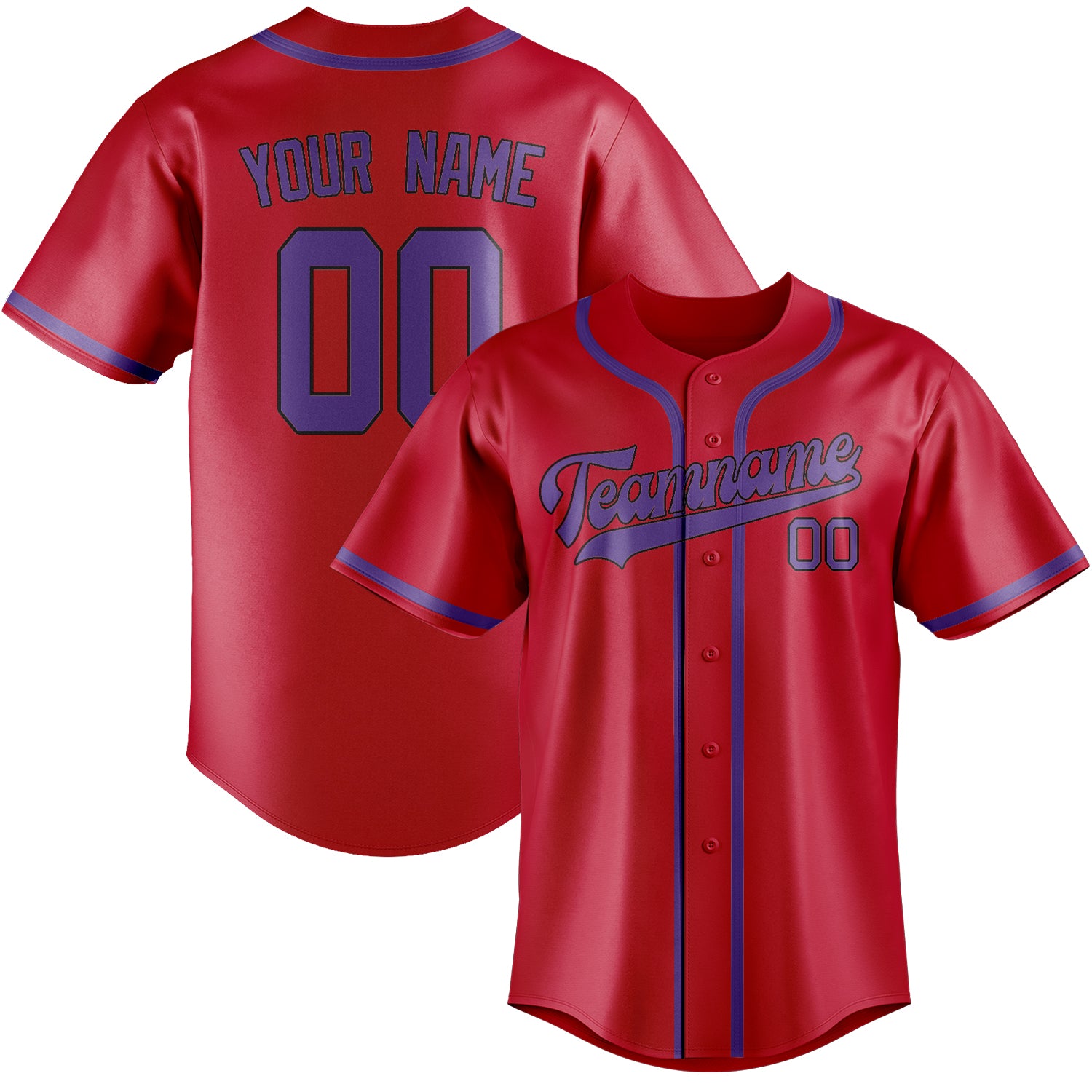 Custom Red Light Purple Baseball Jersey