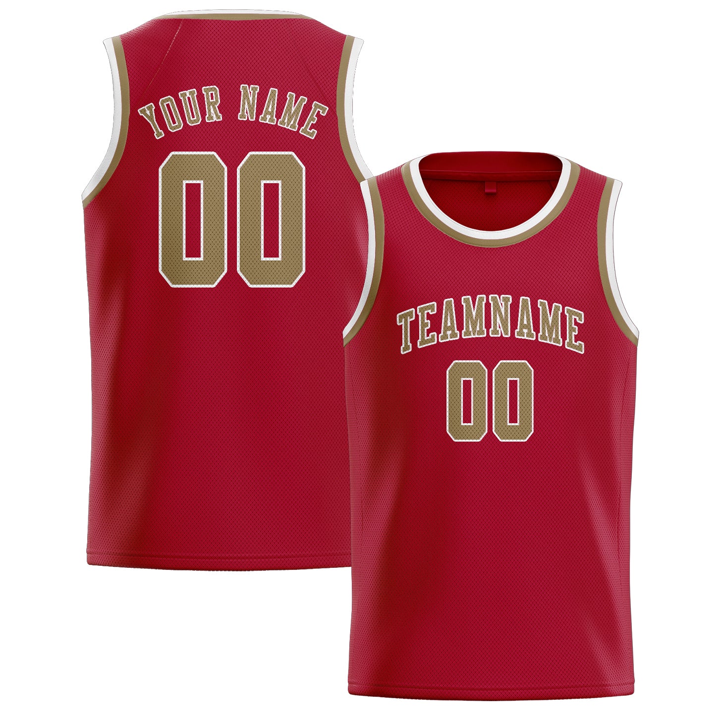 Custom Red Light Khaki Basketball Jersey