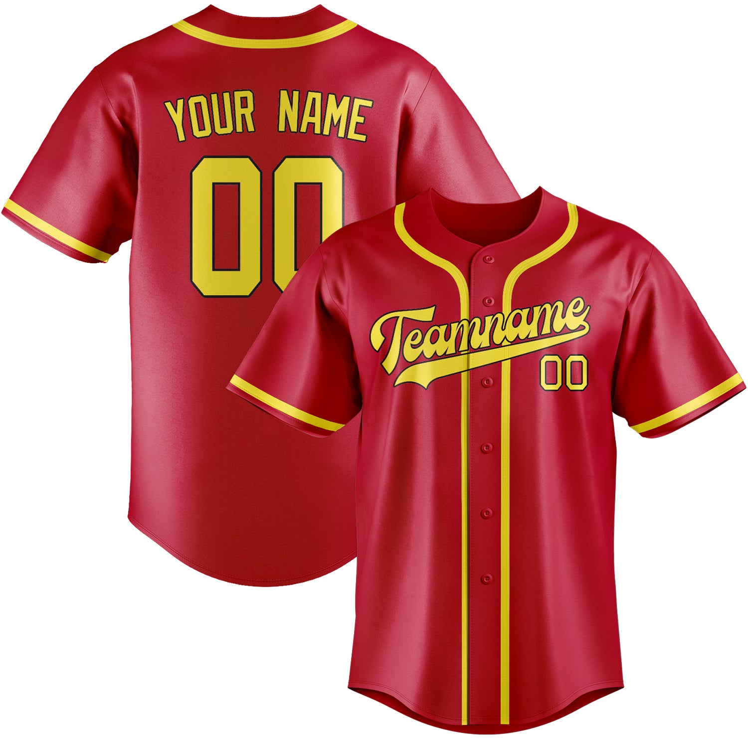 Custom Red Light Yellow Baseball Jersey