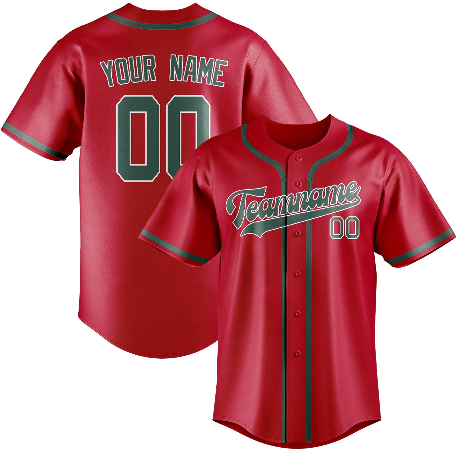 Custom Red Blue Green Baseball Jersey