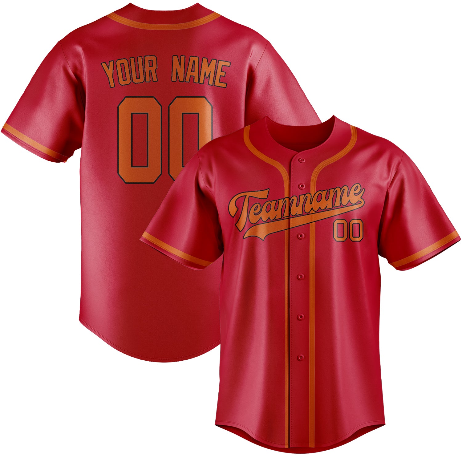 Custom Red Orange Baseball Jersey