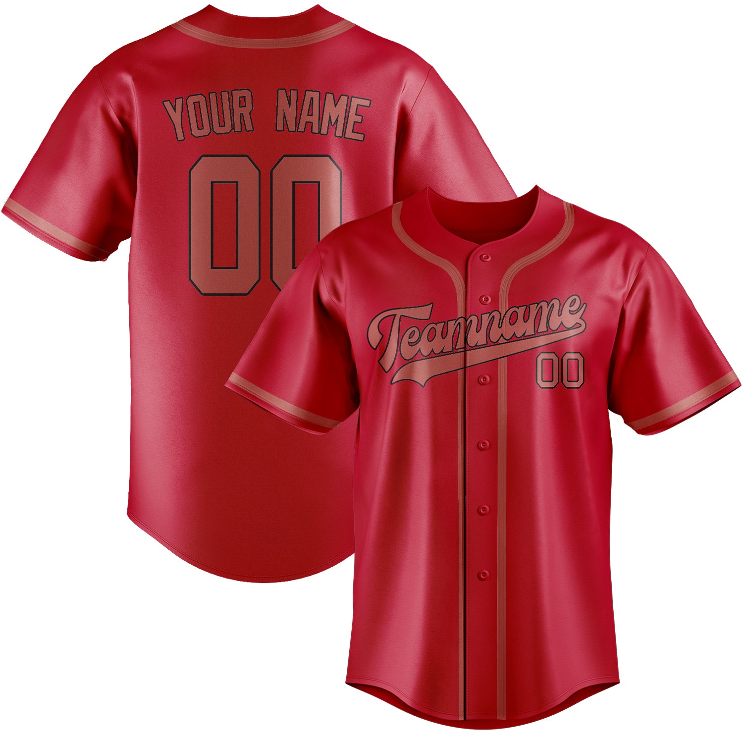 Custom Red Copper Rose Baseball Jersey