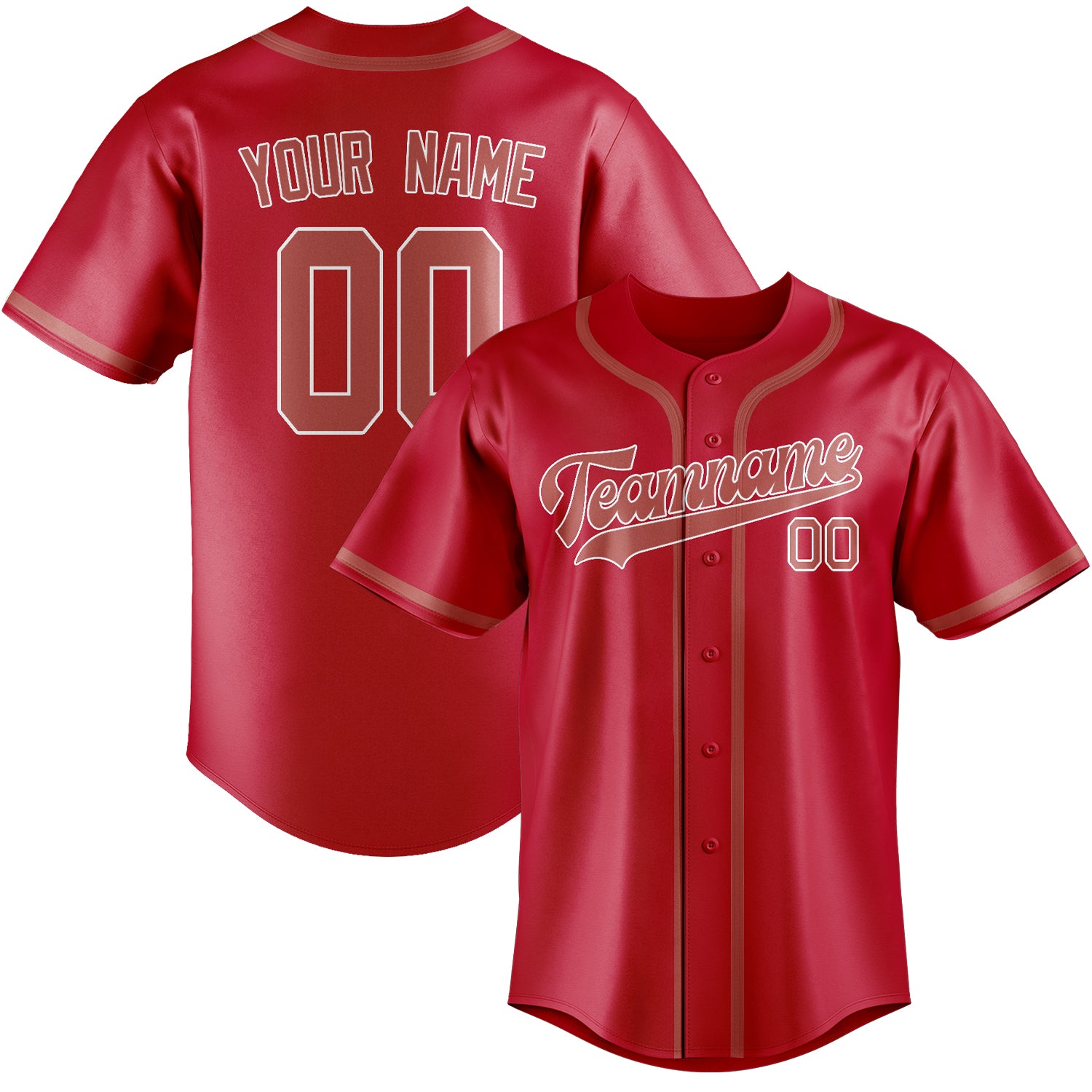 Custom Red Copper Rose Baseball Jersey