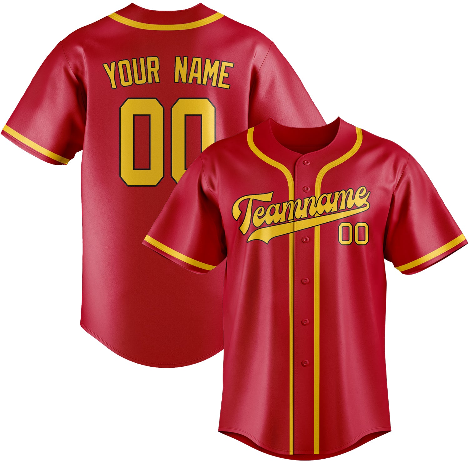 Custom Red Gold Baseball Jersey