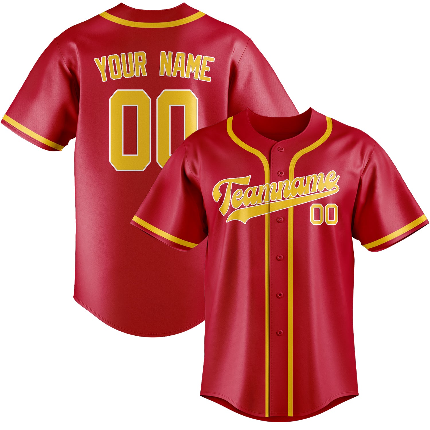 Custom Red Gold Baseball Jersey