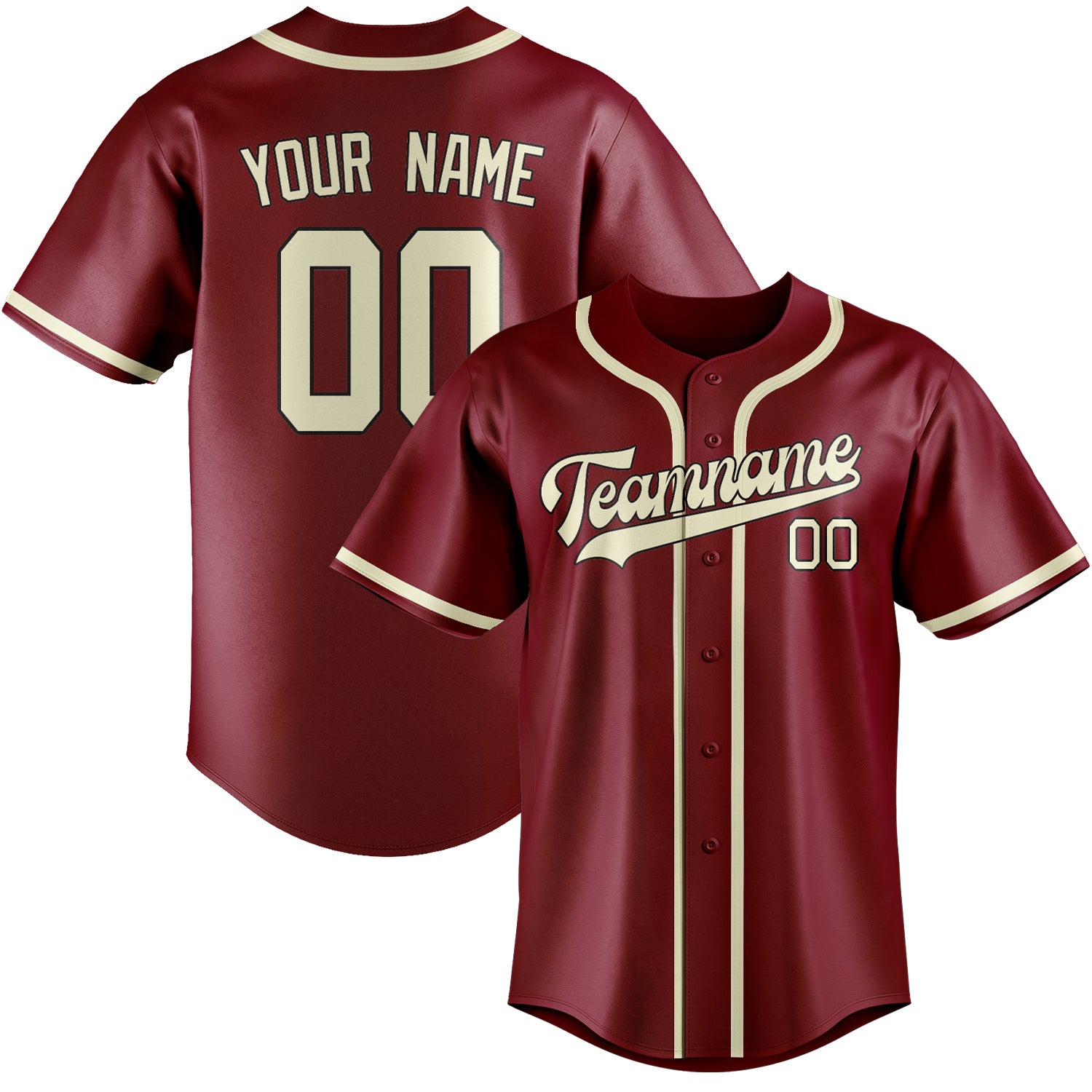 Custom Crimson Red Cream Baseball Jersey
