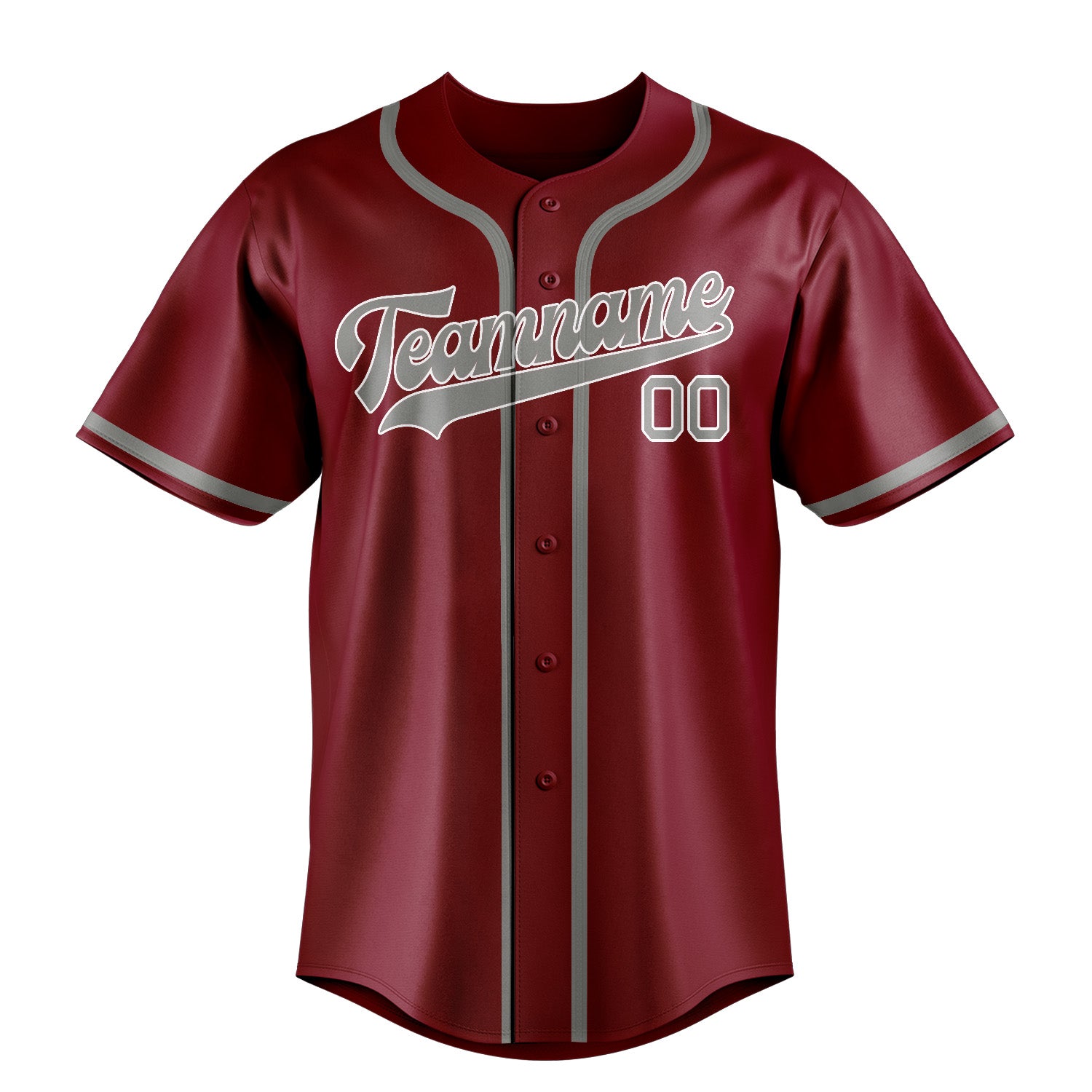 Custom Crimson Red Gray Baseball Jersey