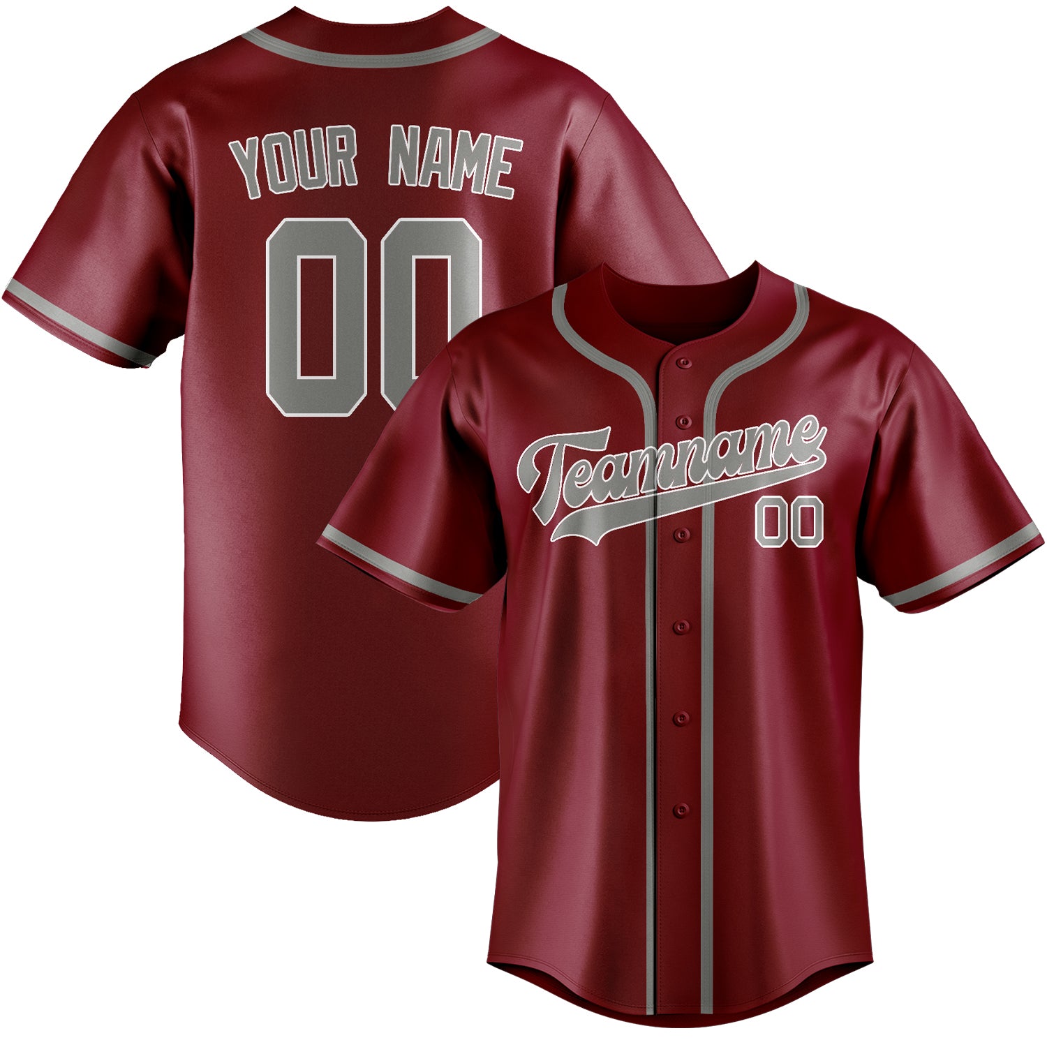 Custom Crimson Red Gray Baseball Jersey