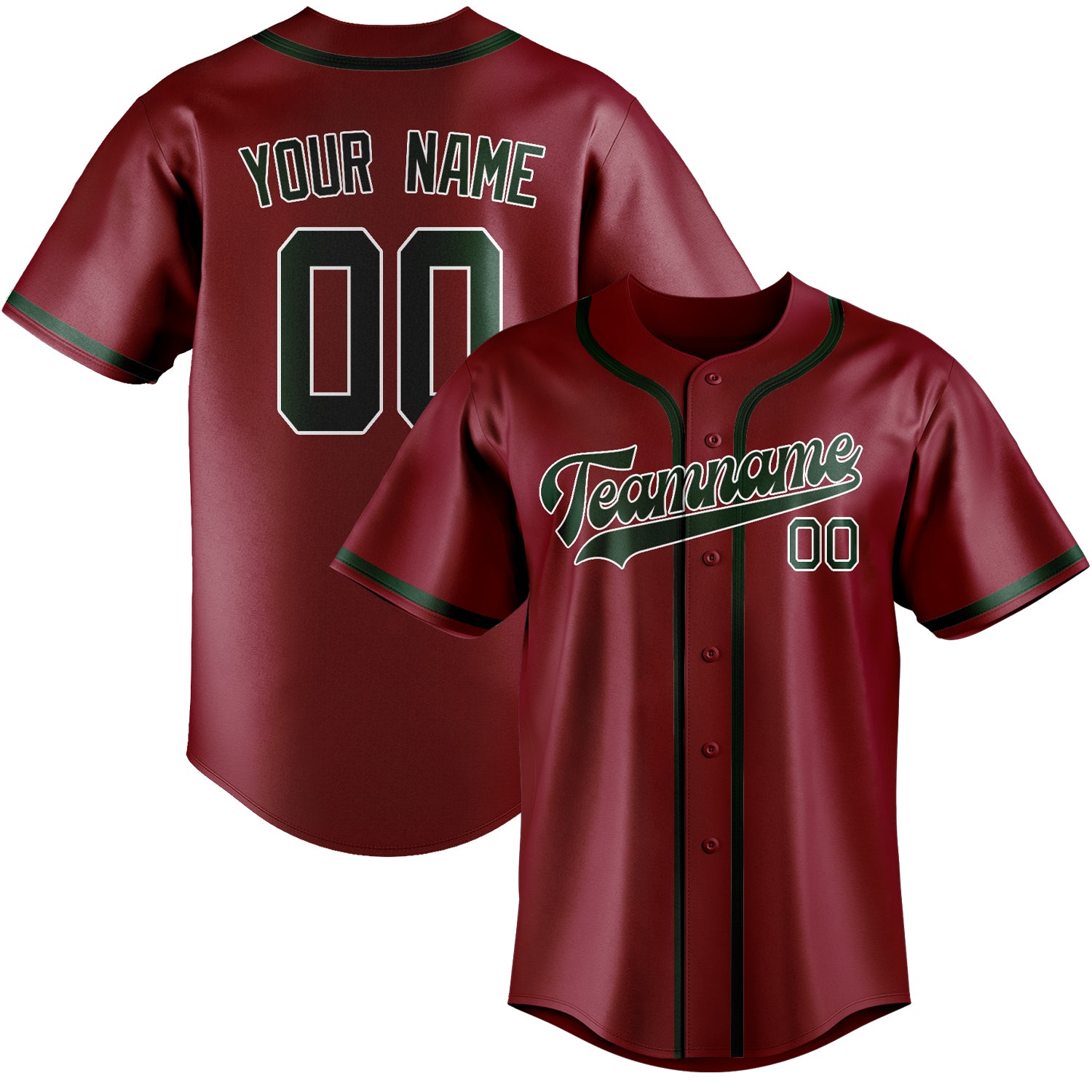 Custom Crimson Red Green Baseball Jersey