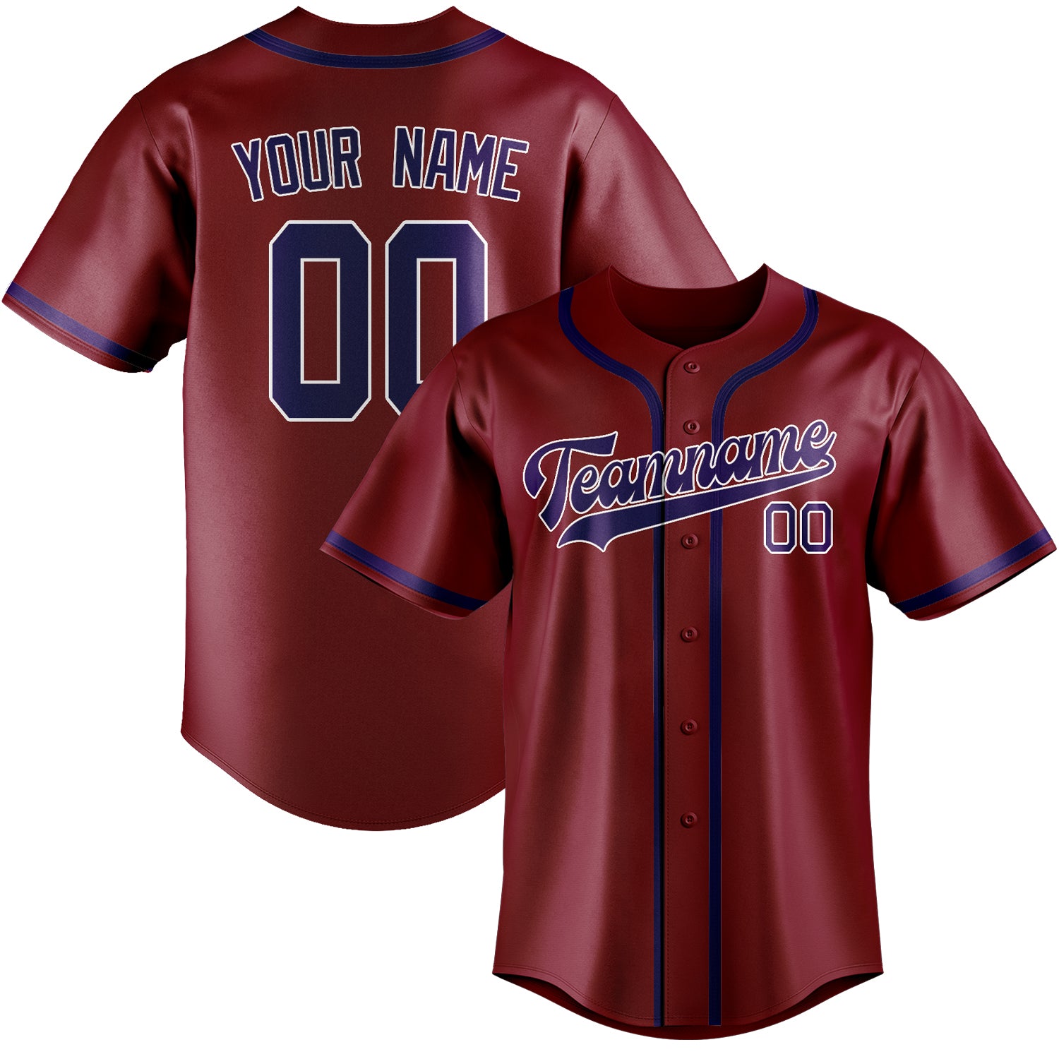 Custom Crimson Red Purple Baseball Jersey