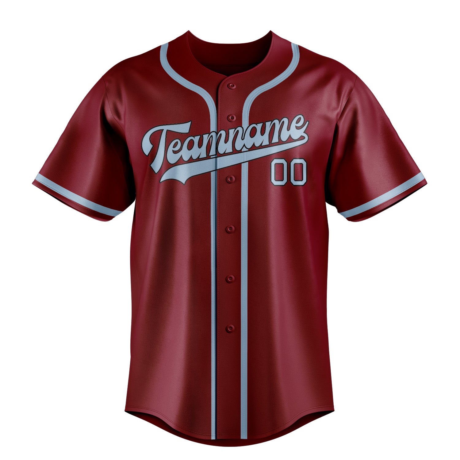Custom Crimson Red Light Blue Baseball Jersey
