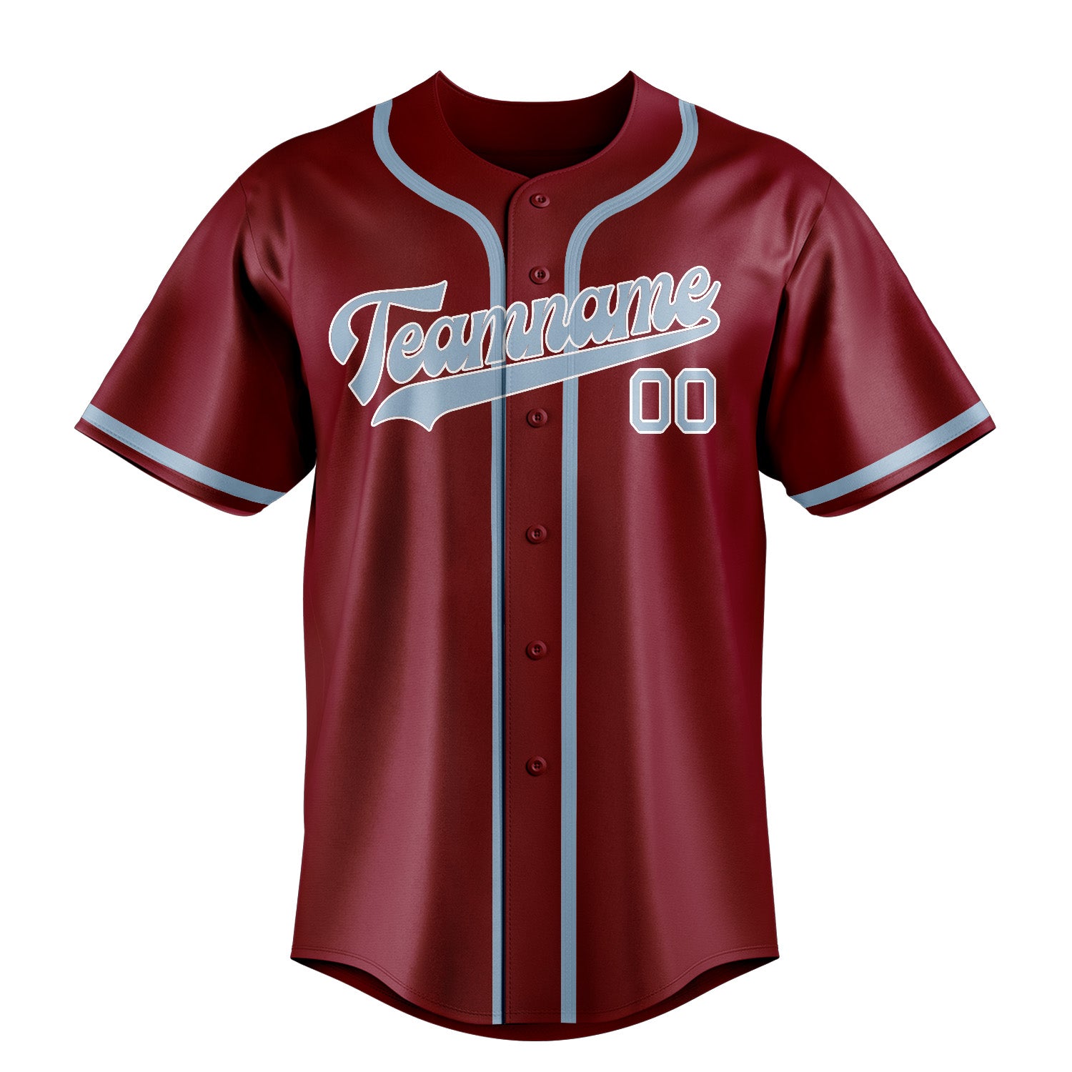 Custom Crimson Red Light Blue Baseball Jersey