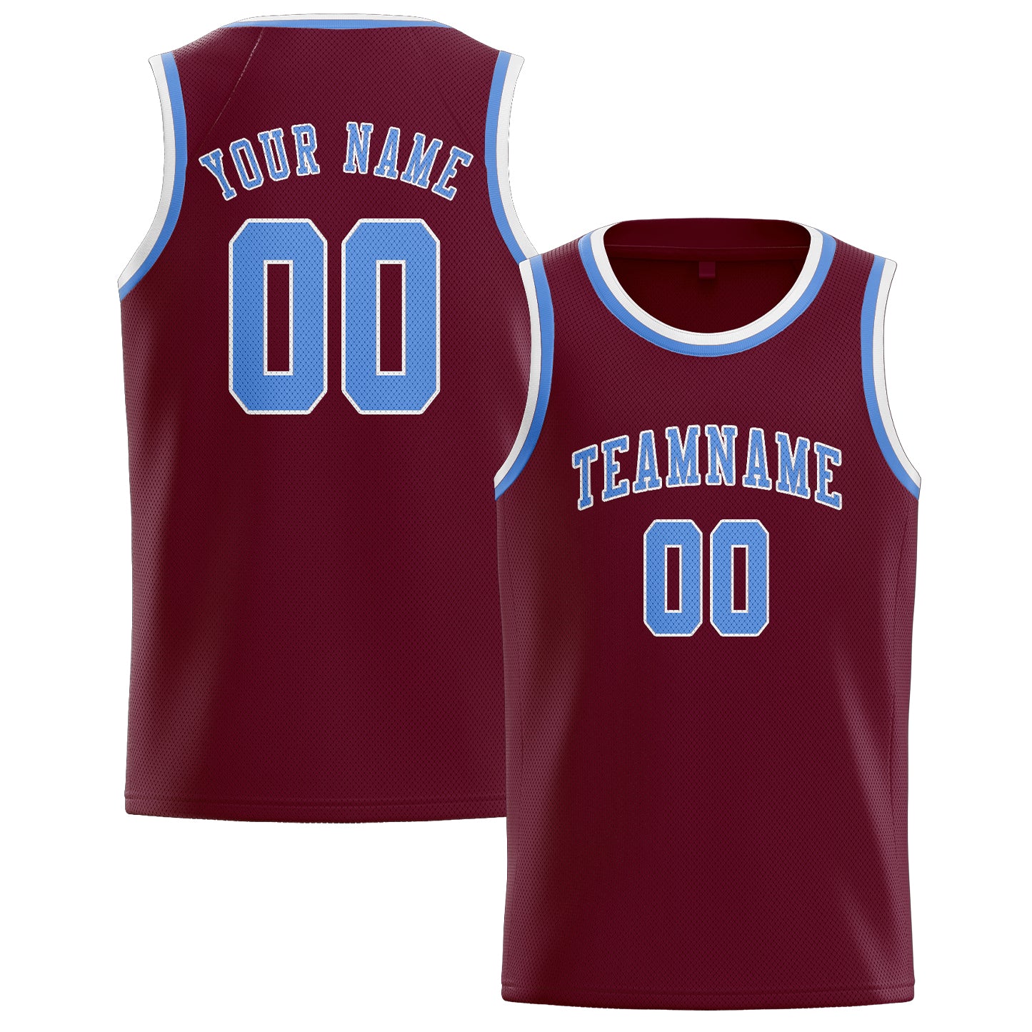 Custom Crimson Red Light Blue Basketball Jersey